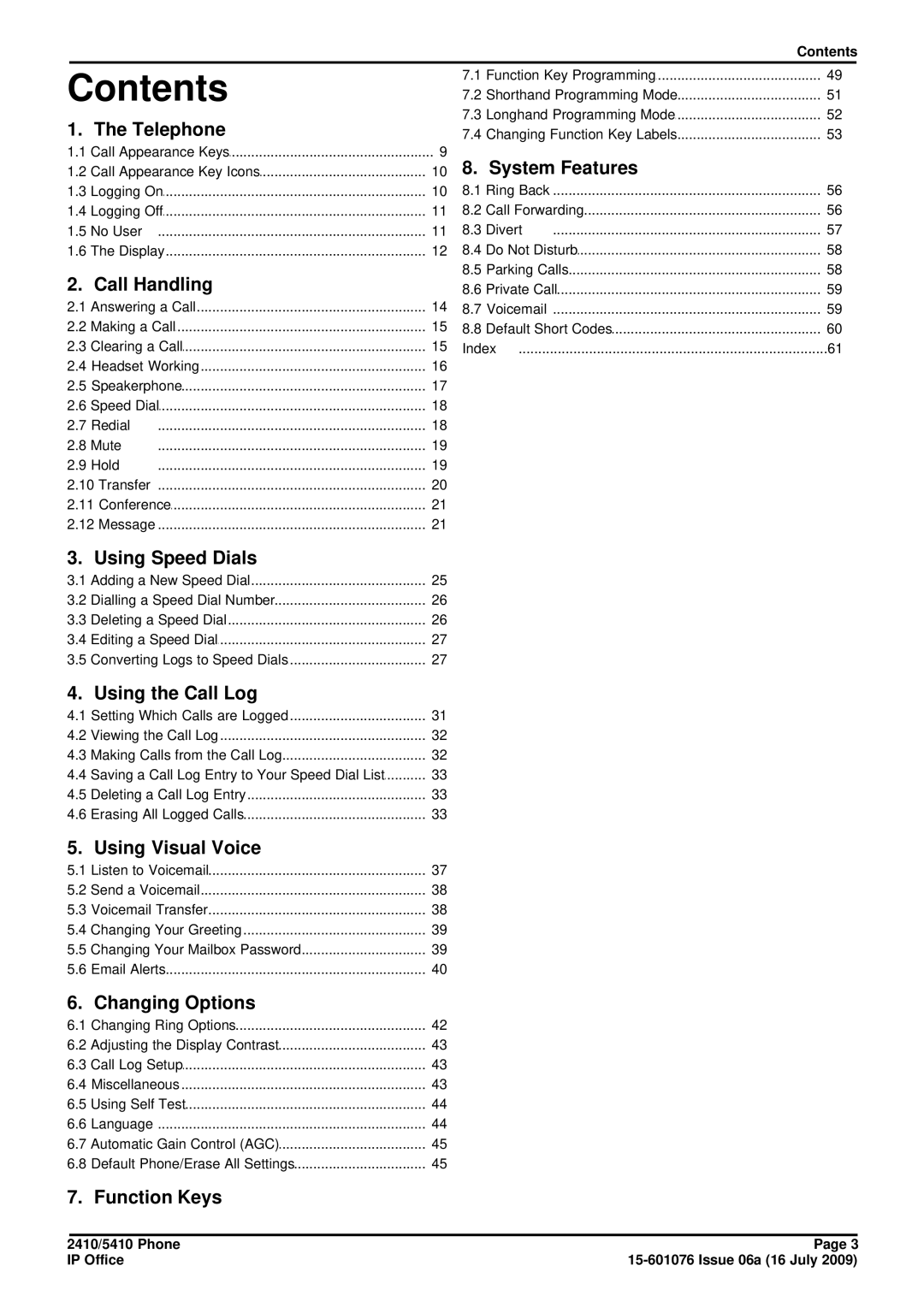 Avaya 15-601076 manual Contents 