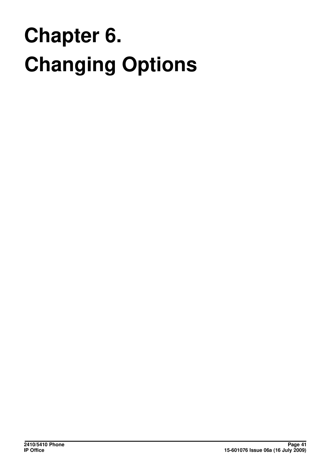 Avaya 15-601076 manual Chapter Changing Options 