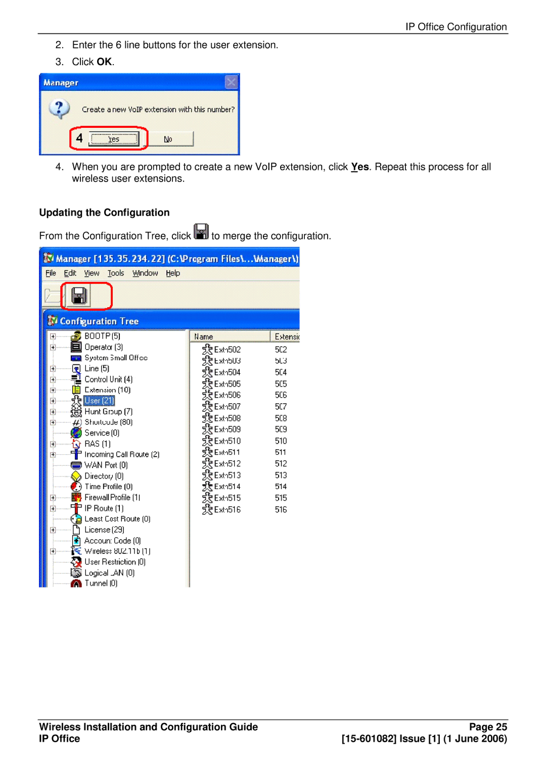 Avaya 15-601082 manual Updating the Configuration 