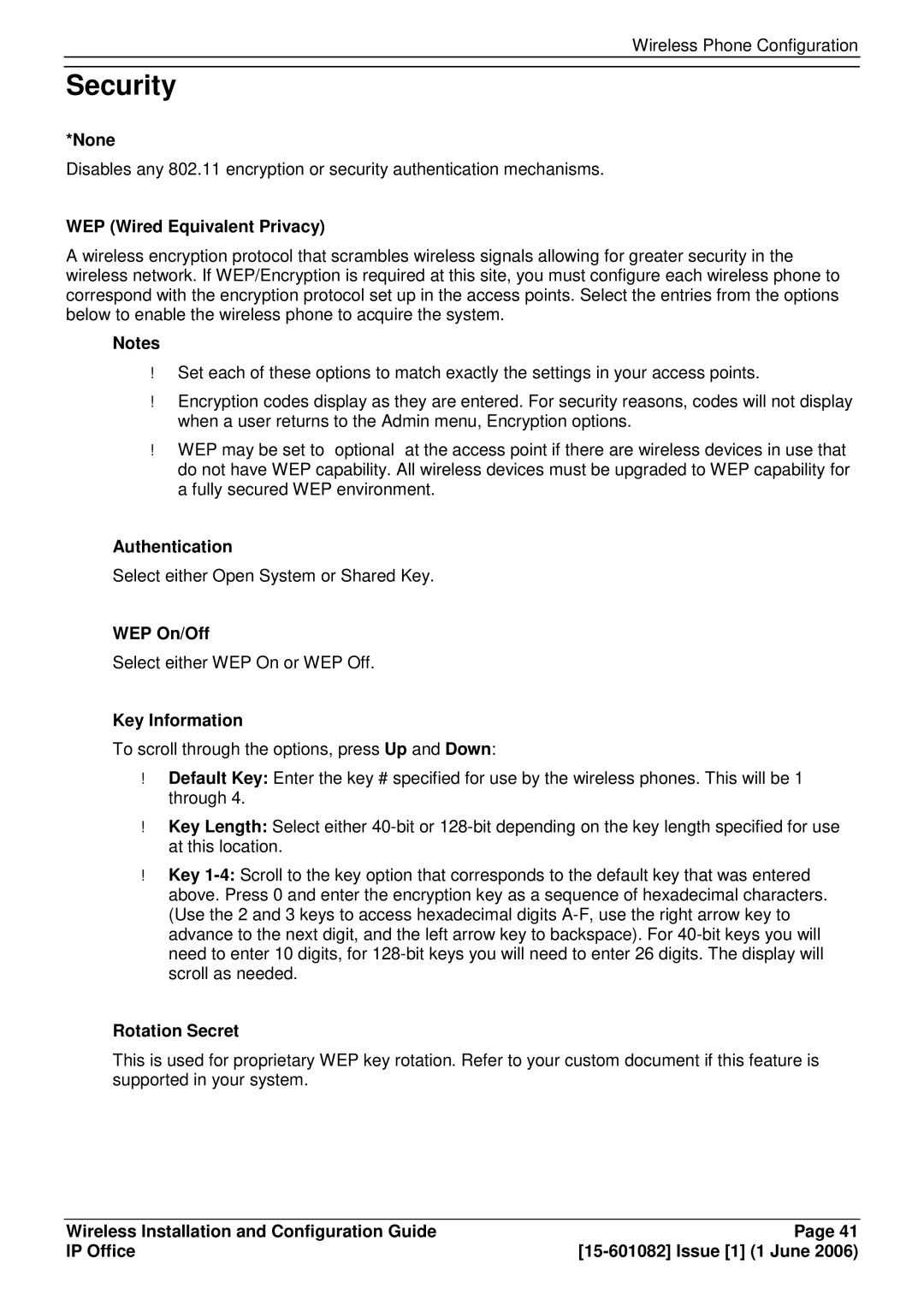 Avaya 15-601082 manual Security 