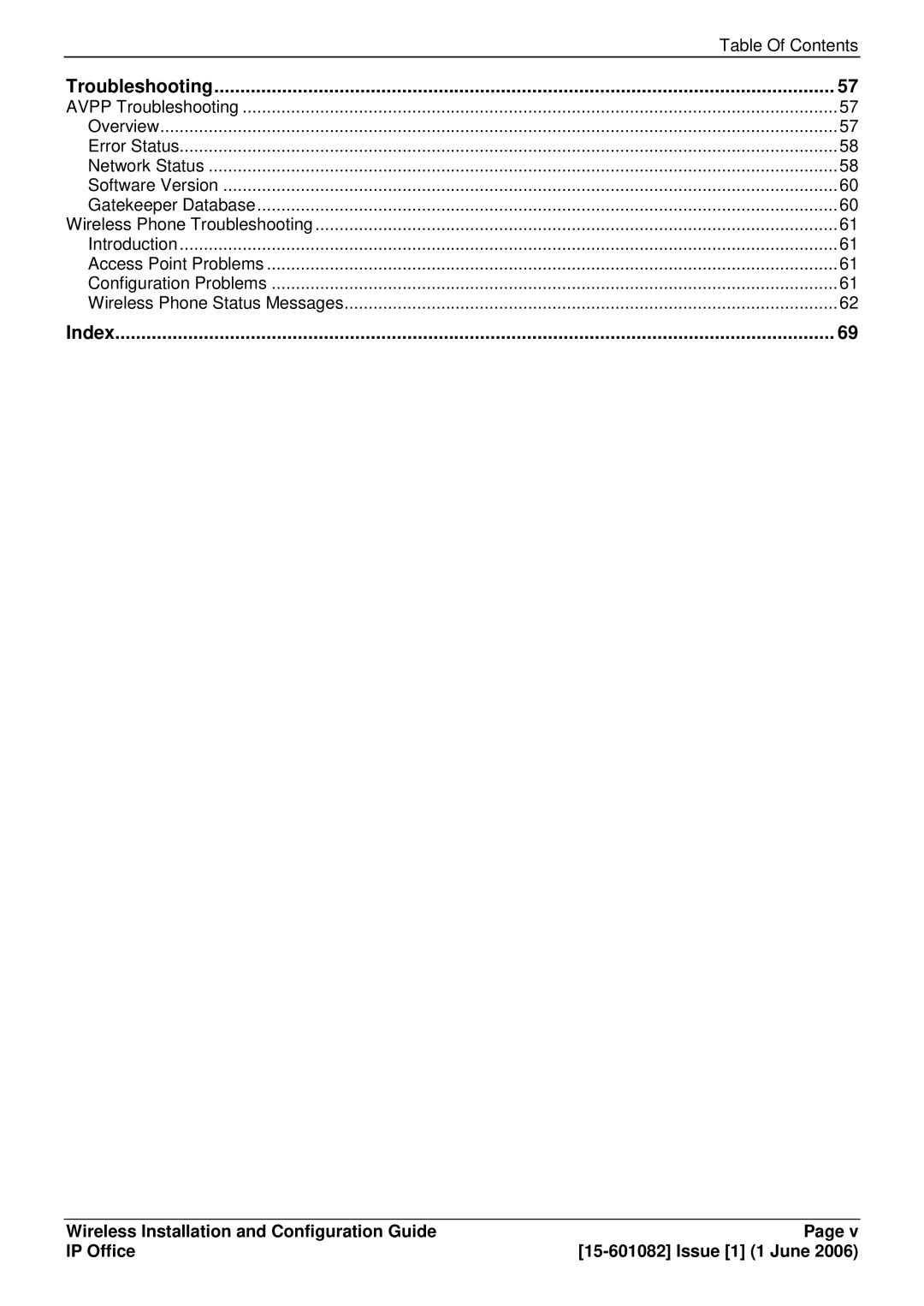 Avaya 15-601082 manual Table Of Contents 