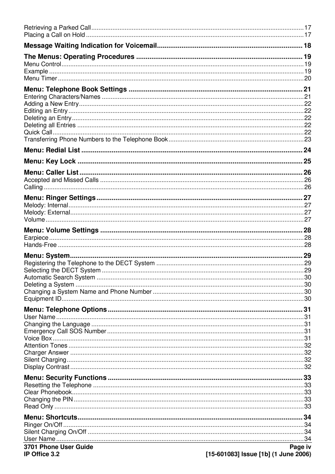 Avaya 15-601083 manual Menu Telephone Book Settings 