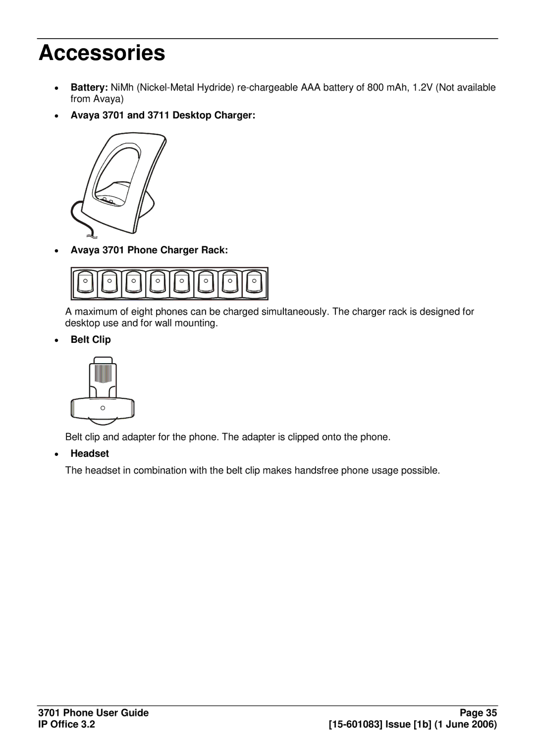 Avaya 15-601083 manual Accessories, ∙ Belt Clip 