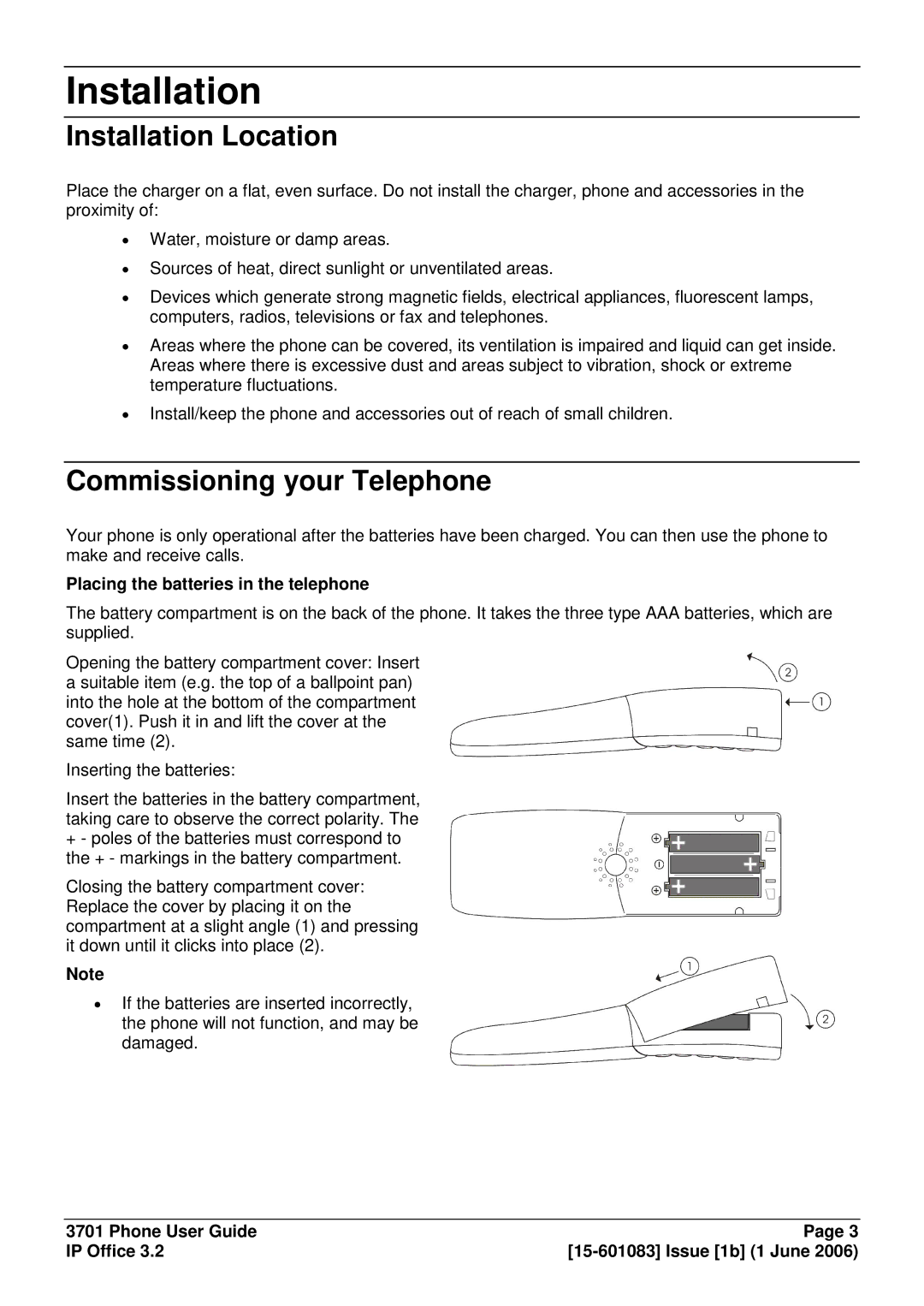 Avaya 15-601083 manual Installation Location, Commissioning your Telephone 