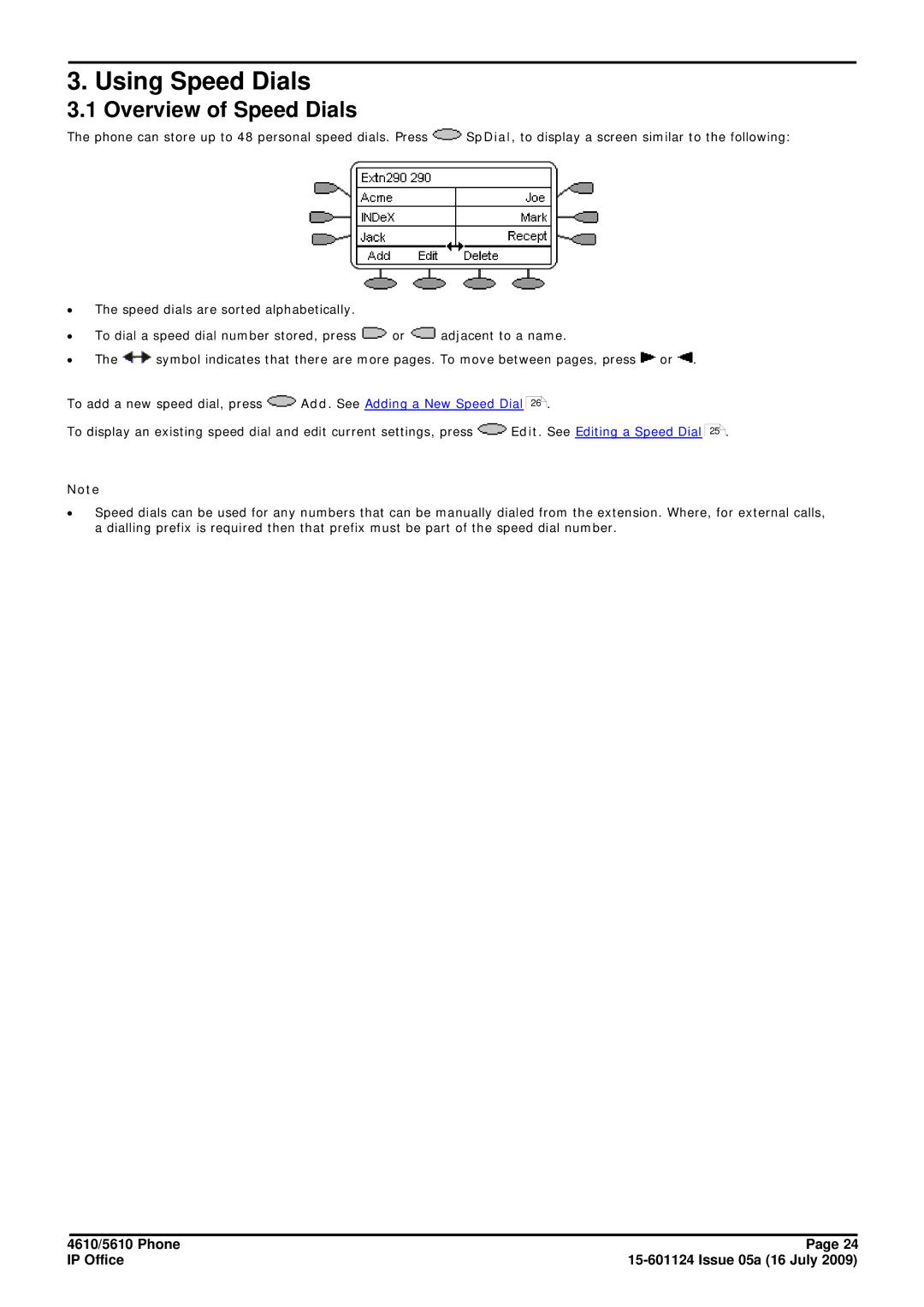 Avaya 15-601124 manual Using Speed Dials, Overview of Speed Dials 