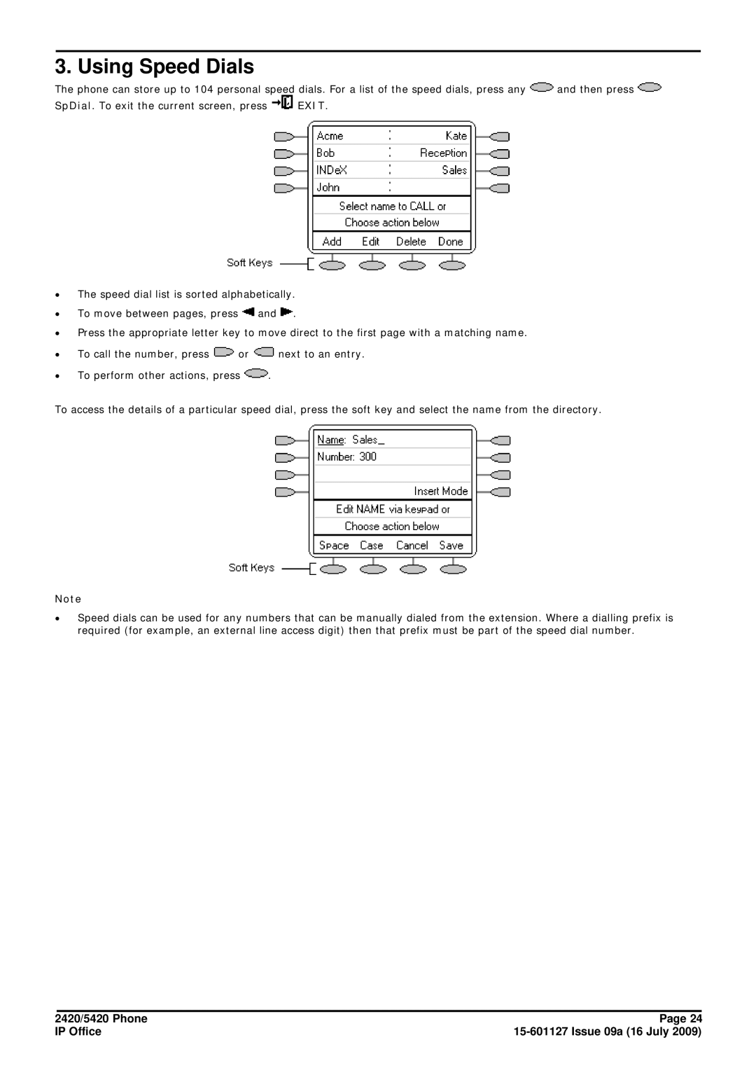 Avaya 15-601127 manual Using Speed Dials 