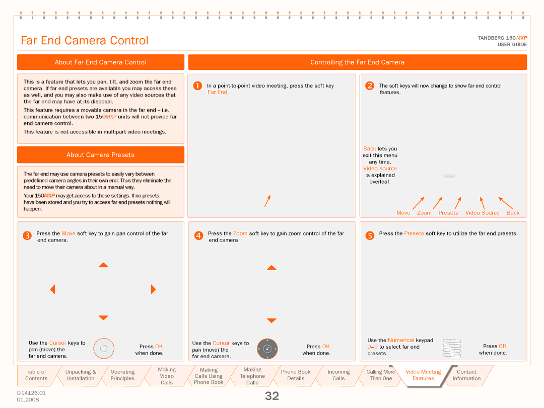 Avaya 150 MXP manual About Far End Camera Control Controlling the Far End Camera, About Camera Presets 