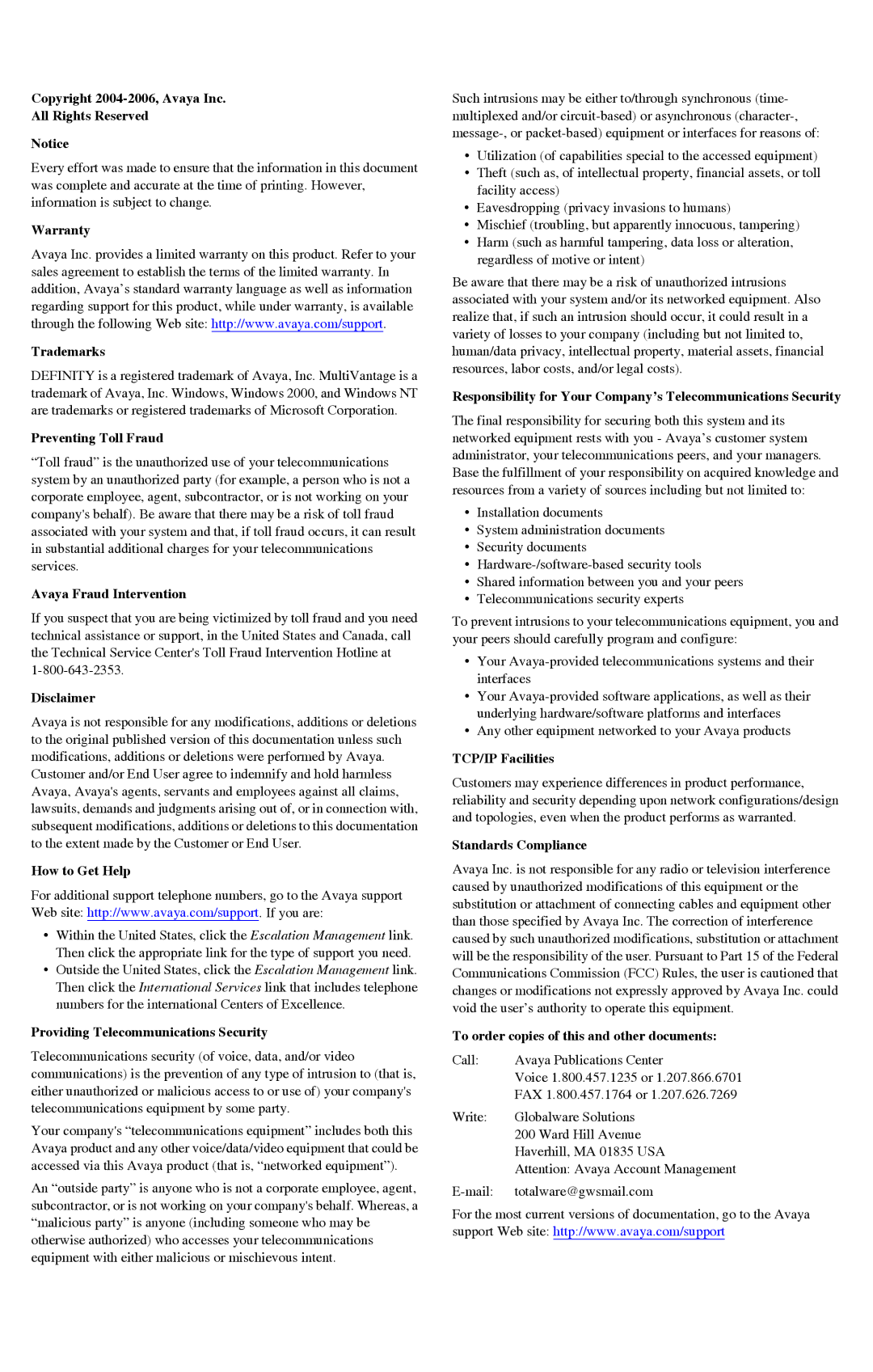 Avaya 16-300272 manual Copyright 2004-2006,Avaya Inc All Rights Reserved 