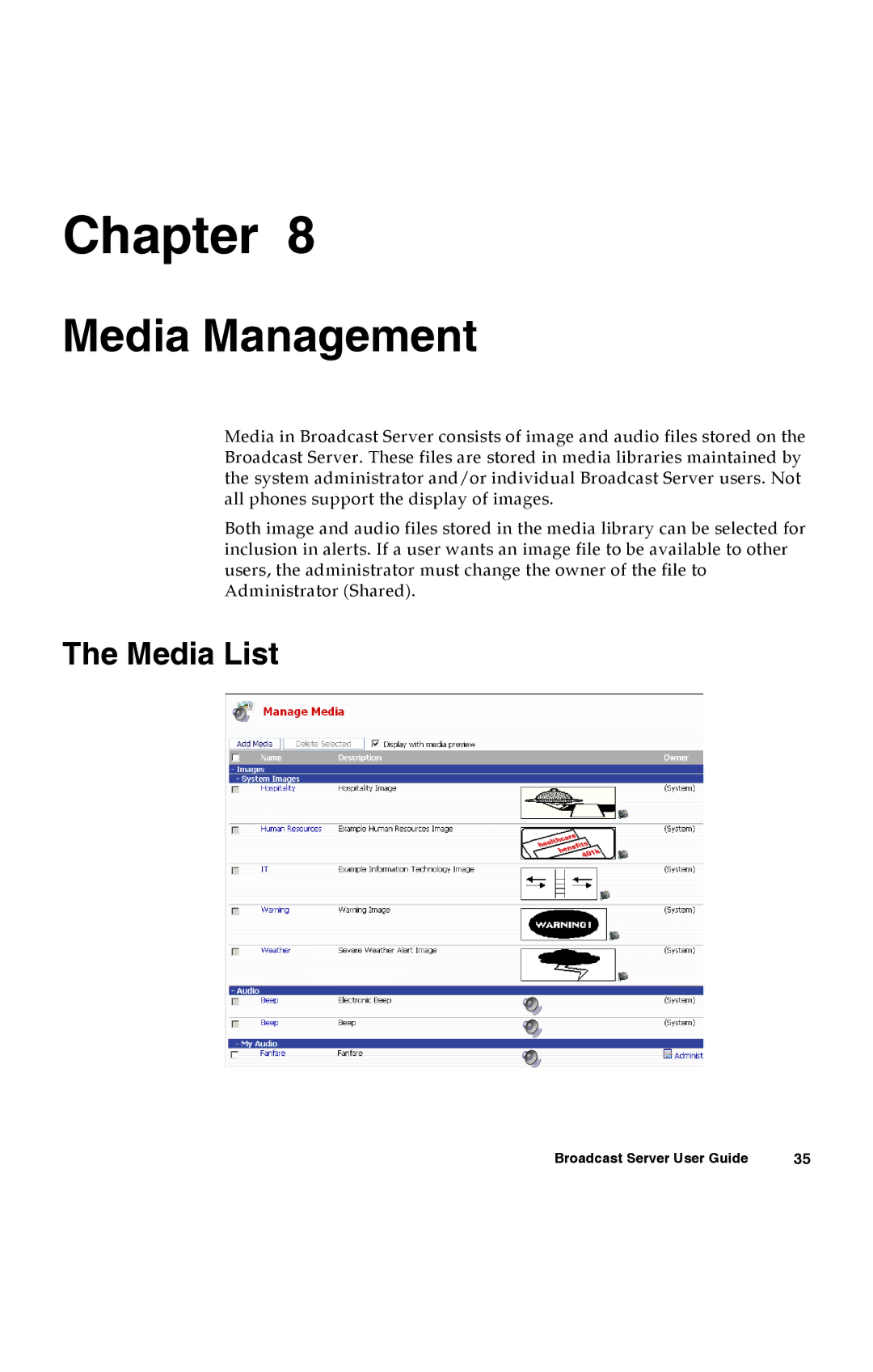 Avaya 16-300272 manual Media Management, Media List 