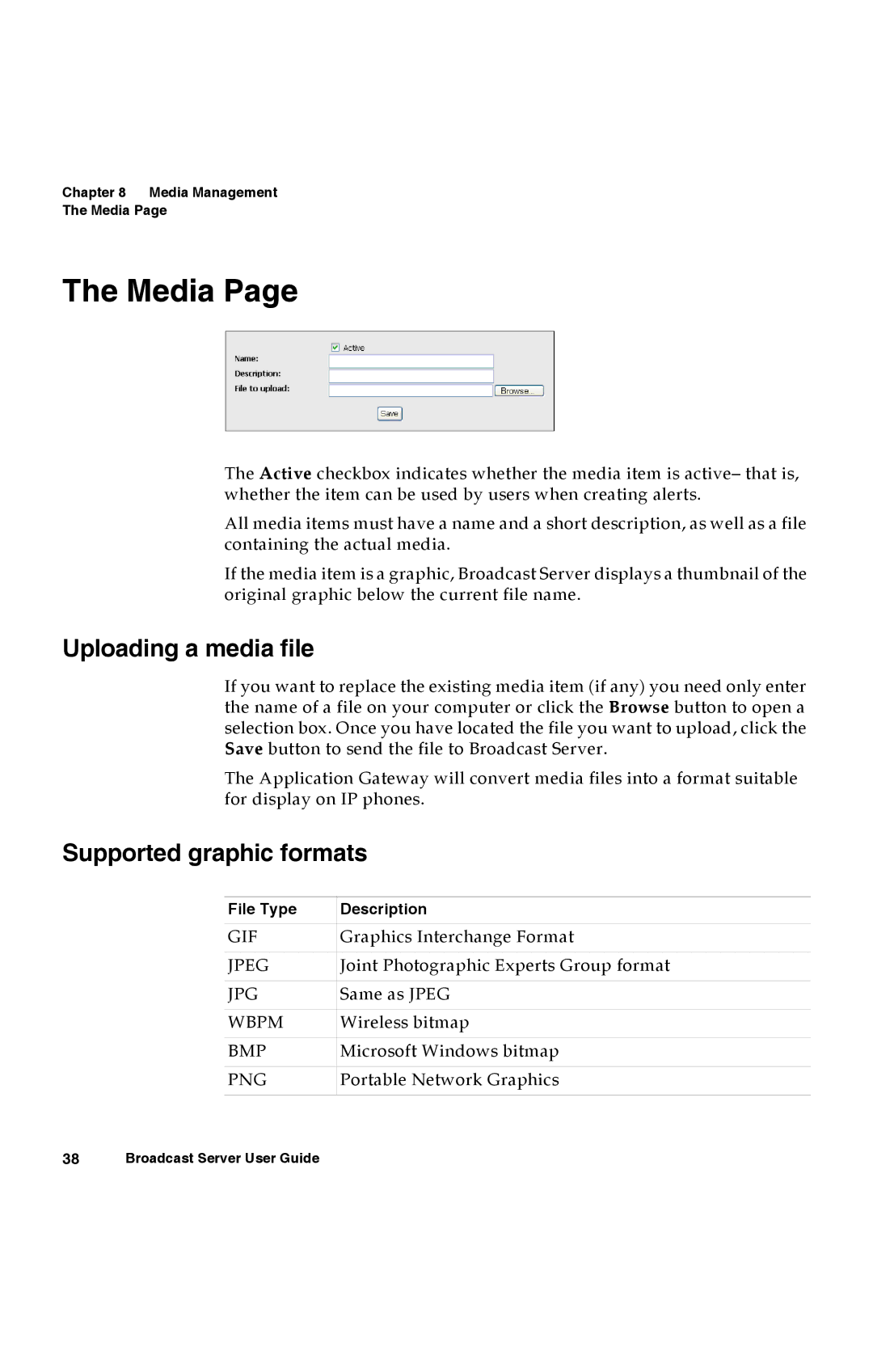 Avaya 16-300272 manual Media, Uploading a media file, Supported graphic formats 