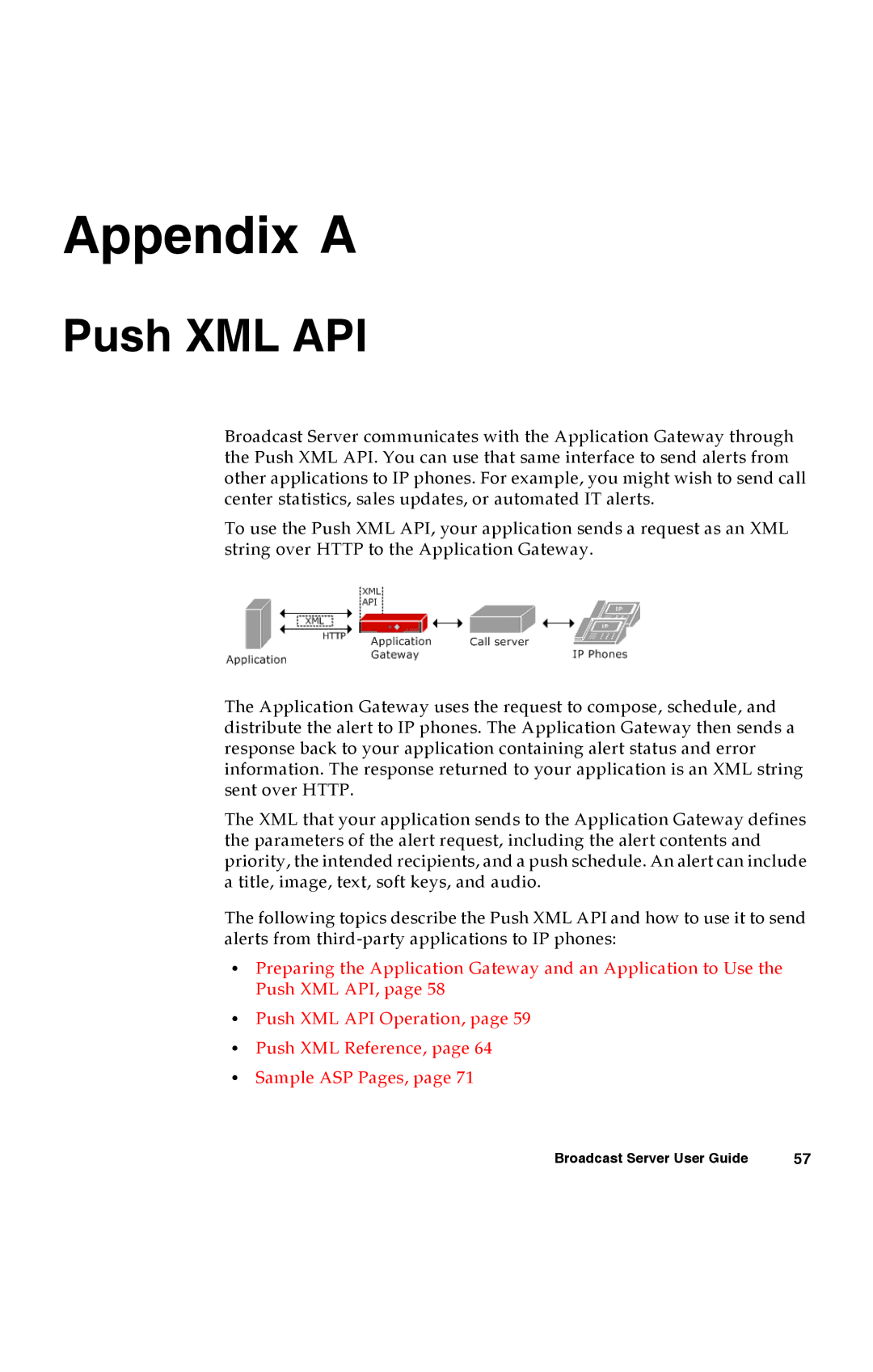 Avaya 16-300272 manual Appendix a, Push XML API 