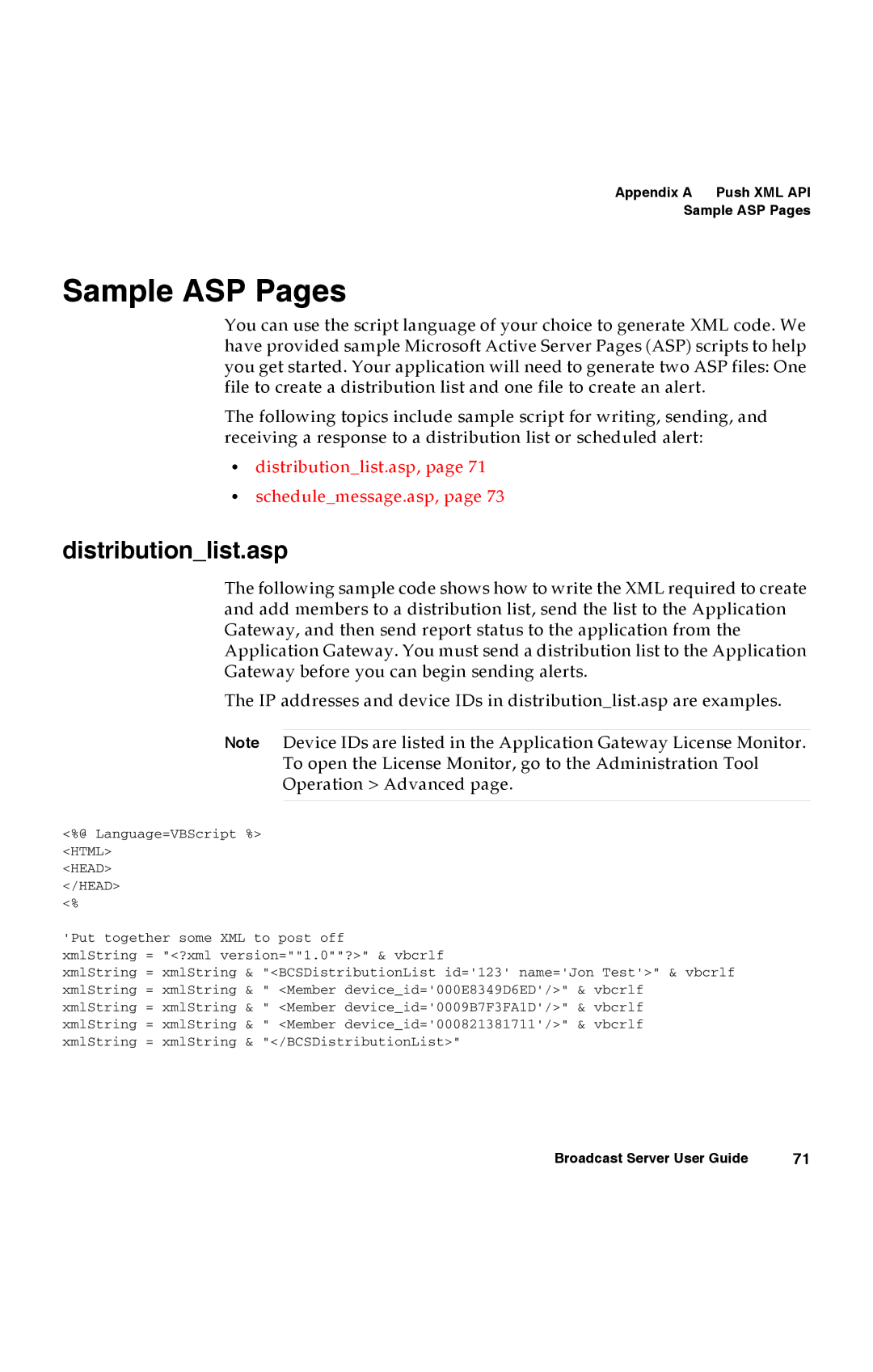 Avaya 16-300272 manual Sample ASP Pages, Distributionlist.asp 