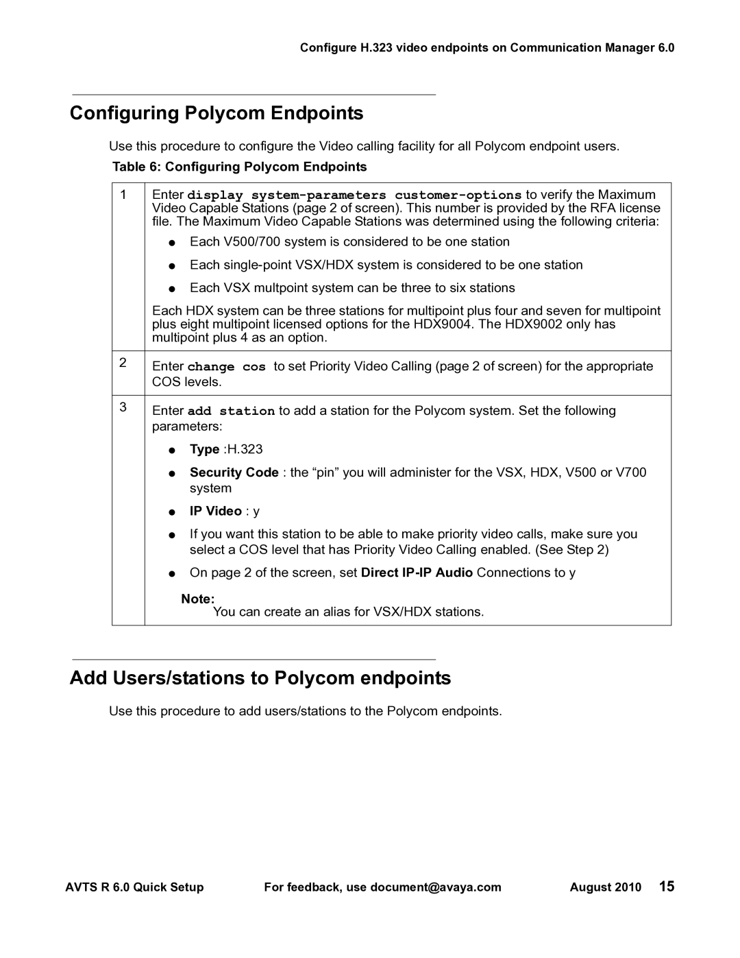 Avaya 16-300310 manual Configuring Polycom Endpoints, Add Users/stations to Polycom endpoints, IP Video y 