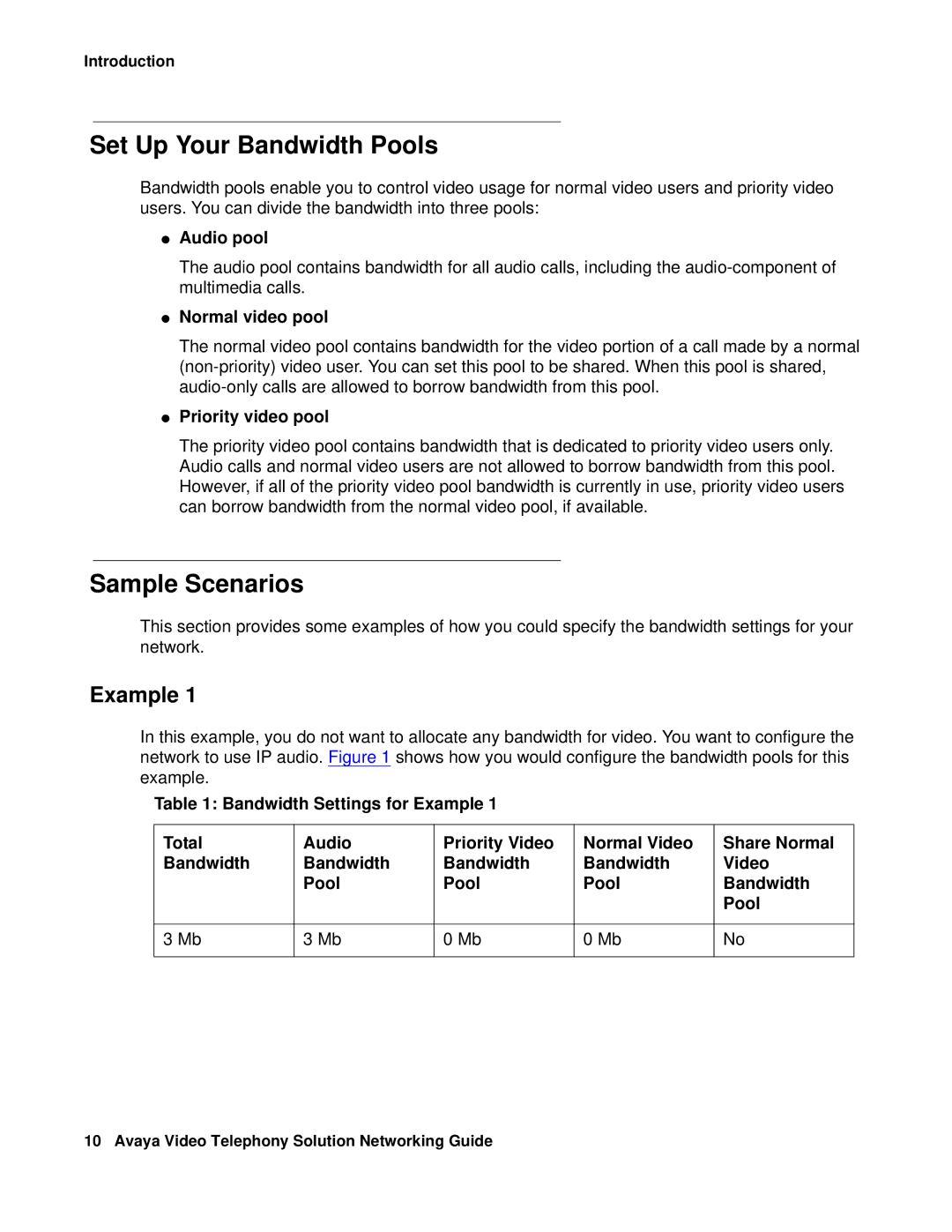 Avaya 16-601423 manual Set Up Your Bandwidth Pools, Sample Scenarios, Example 