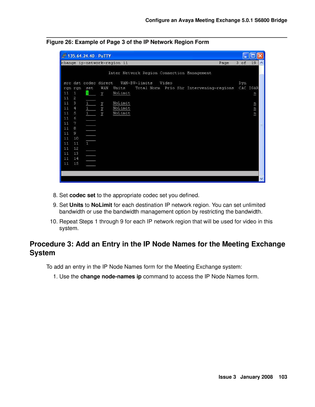 Avaya 16-601423 manual Example of Page 3 of the IP Network Region Form 