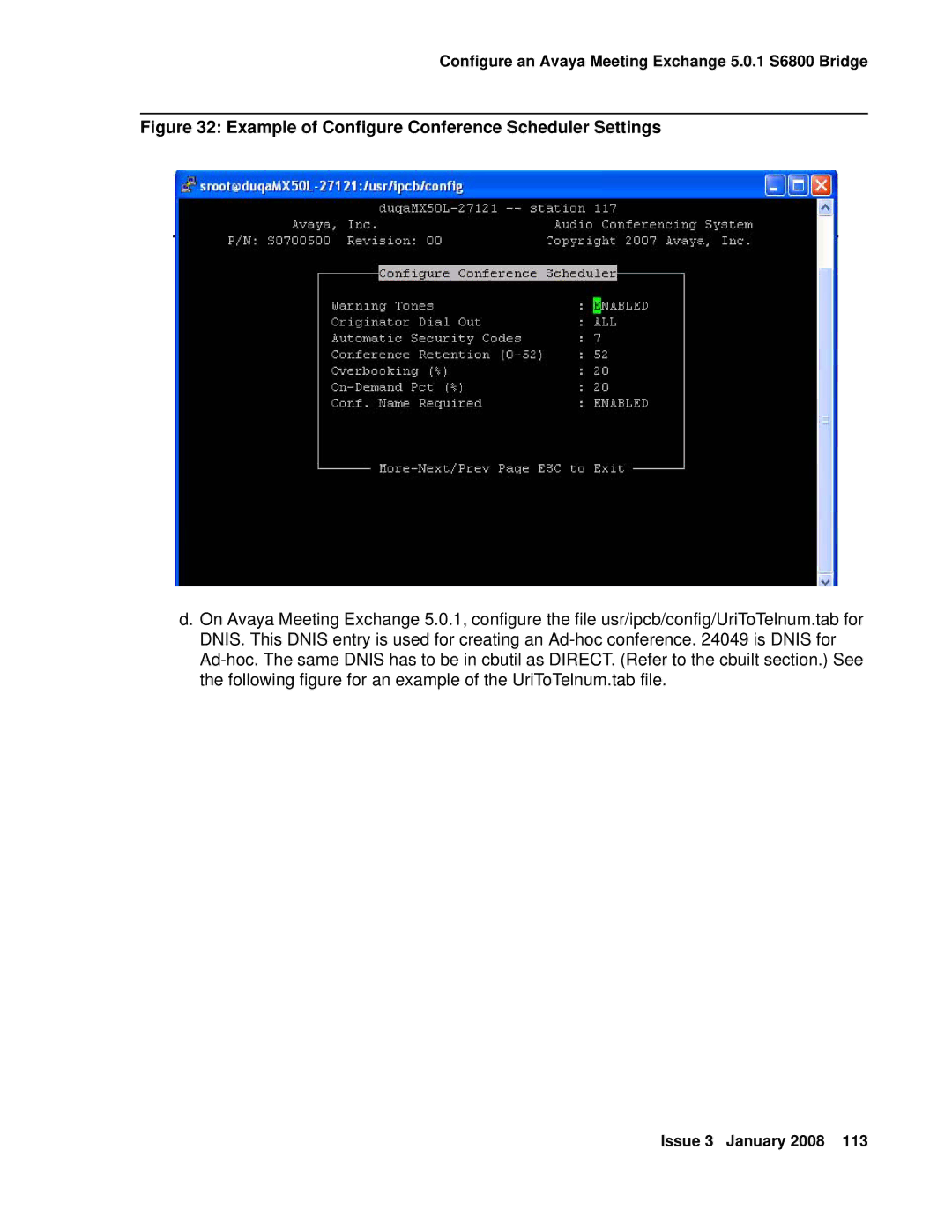 Avaya 16-601423 manual Example of Configure Conference Scheduler Settings 