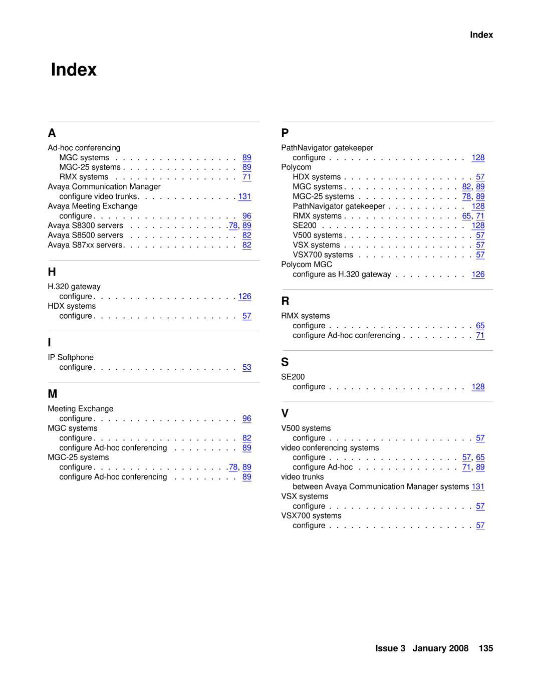 Avaya 16-601423 manual Index 