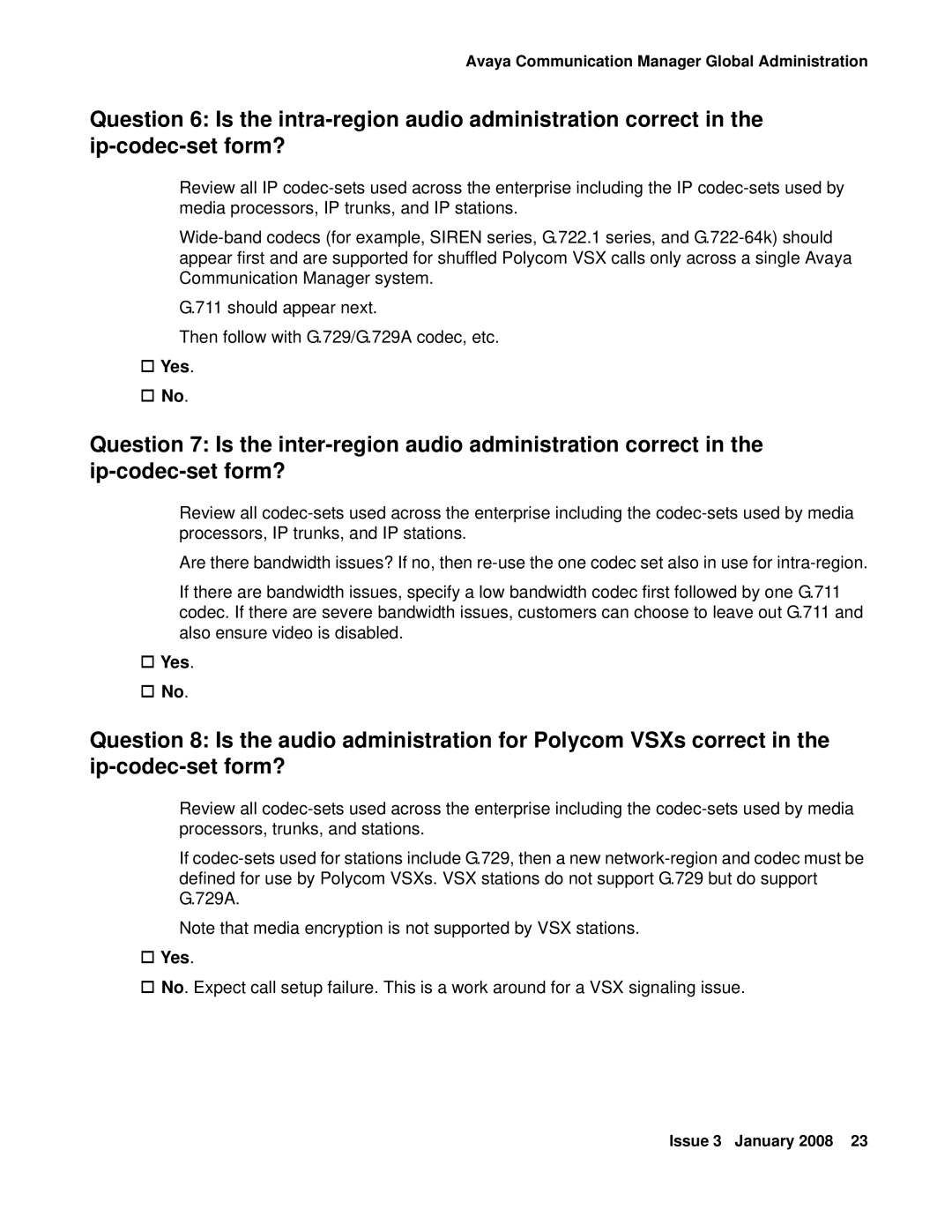 Avaya 16-601423 manual † Yes † No 