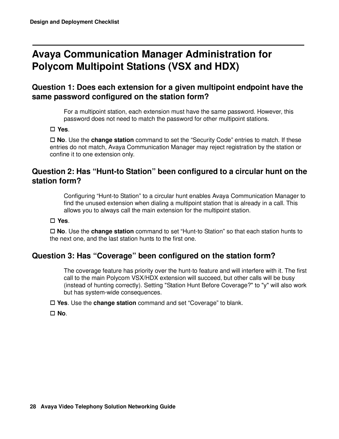 Avaya 16-601423 manual Question 3 Has Coverage been configured on the station form? 