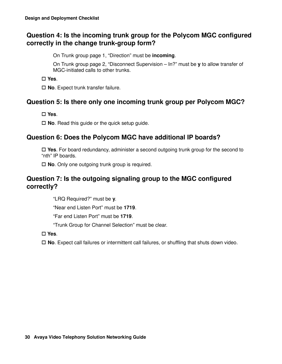 Avaya 16-601423 manual Question 6 Does the Polycom MGC have additional IP boards? 