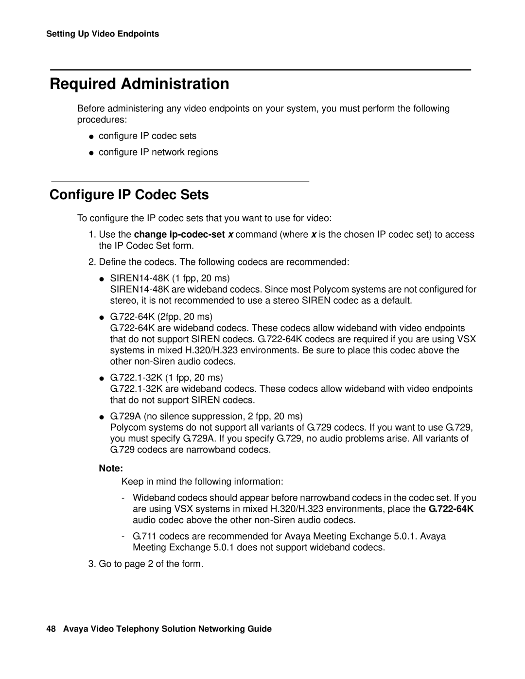Avaya 16-601423 manual Required Administration, Configure IP Codec Sets 