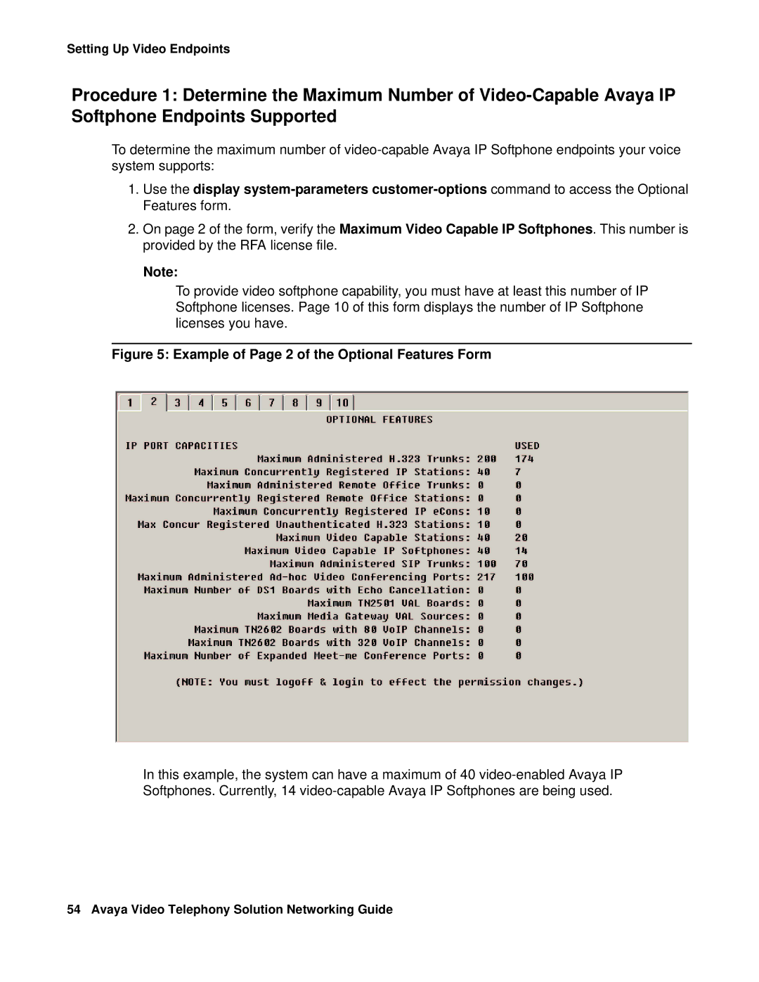 Avaya 16-601423 manual Example of Page 2 of the Optional Features Form 