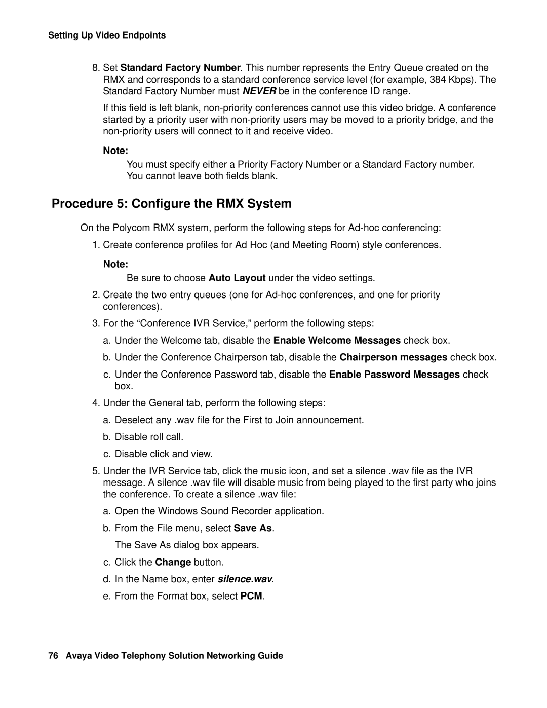 Avaya 16-601423 manual Procedure 5 Configure the RMX System 