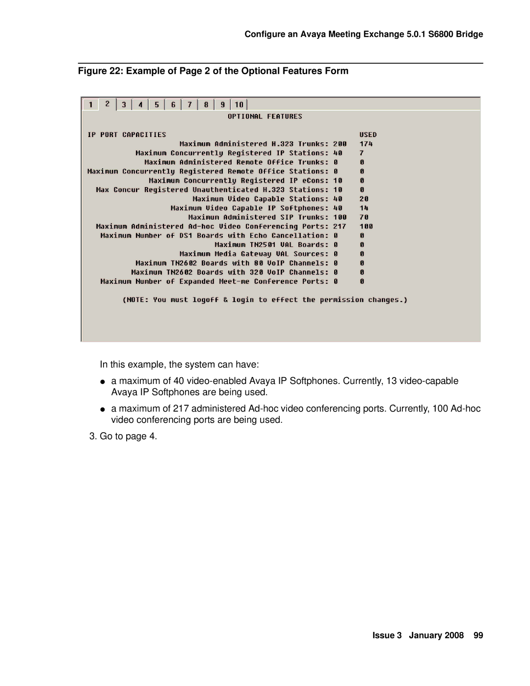 Avaya 16-601423 manual Example of Page 2 of the Optional Features Form 