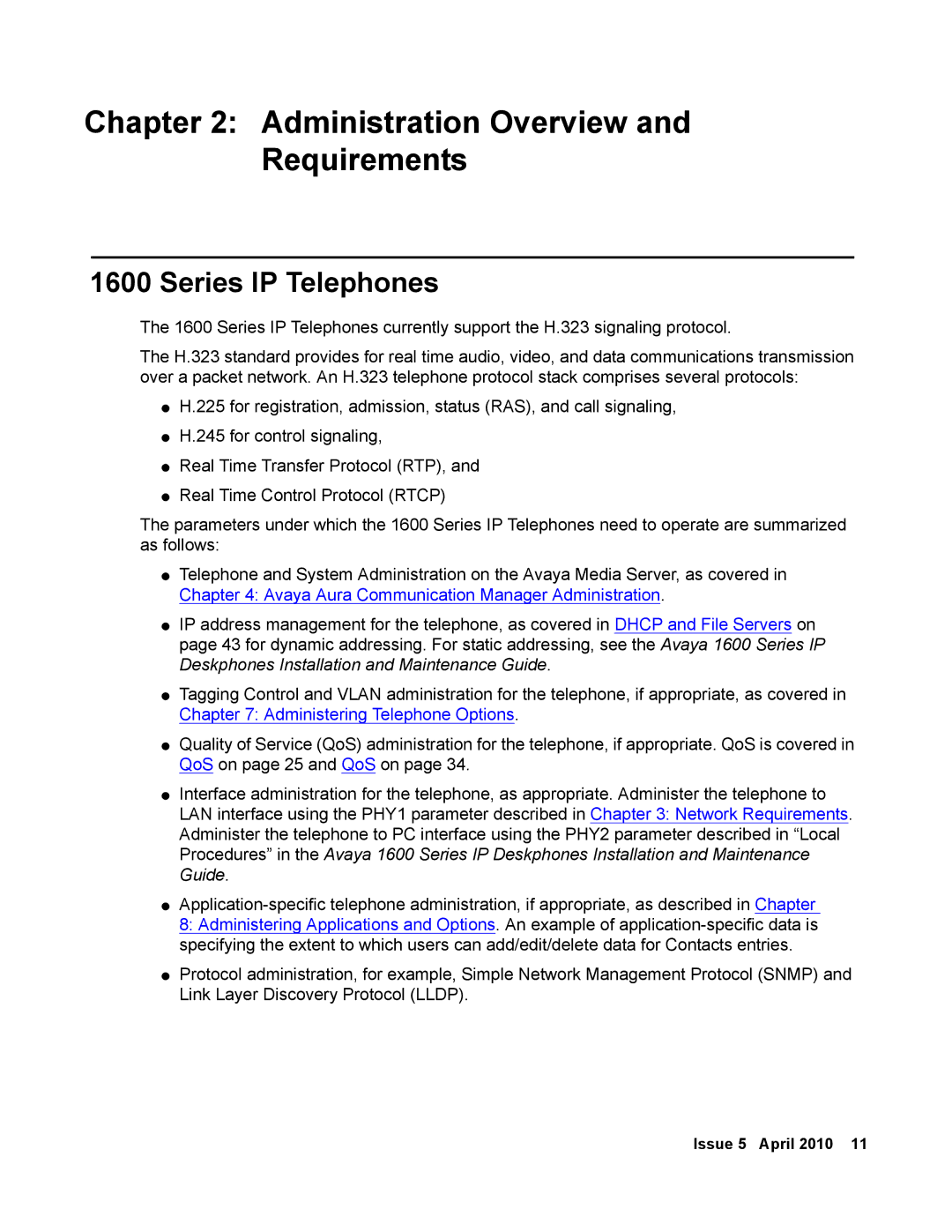 Avaya 1600 Series, 16-601443 manual Administration Overview and Requirements, Series IP Telephones 