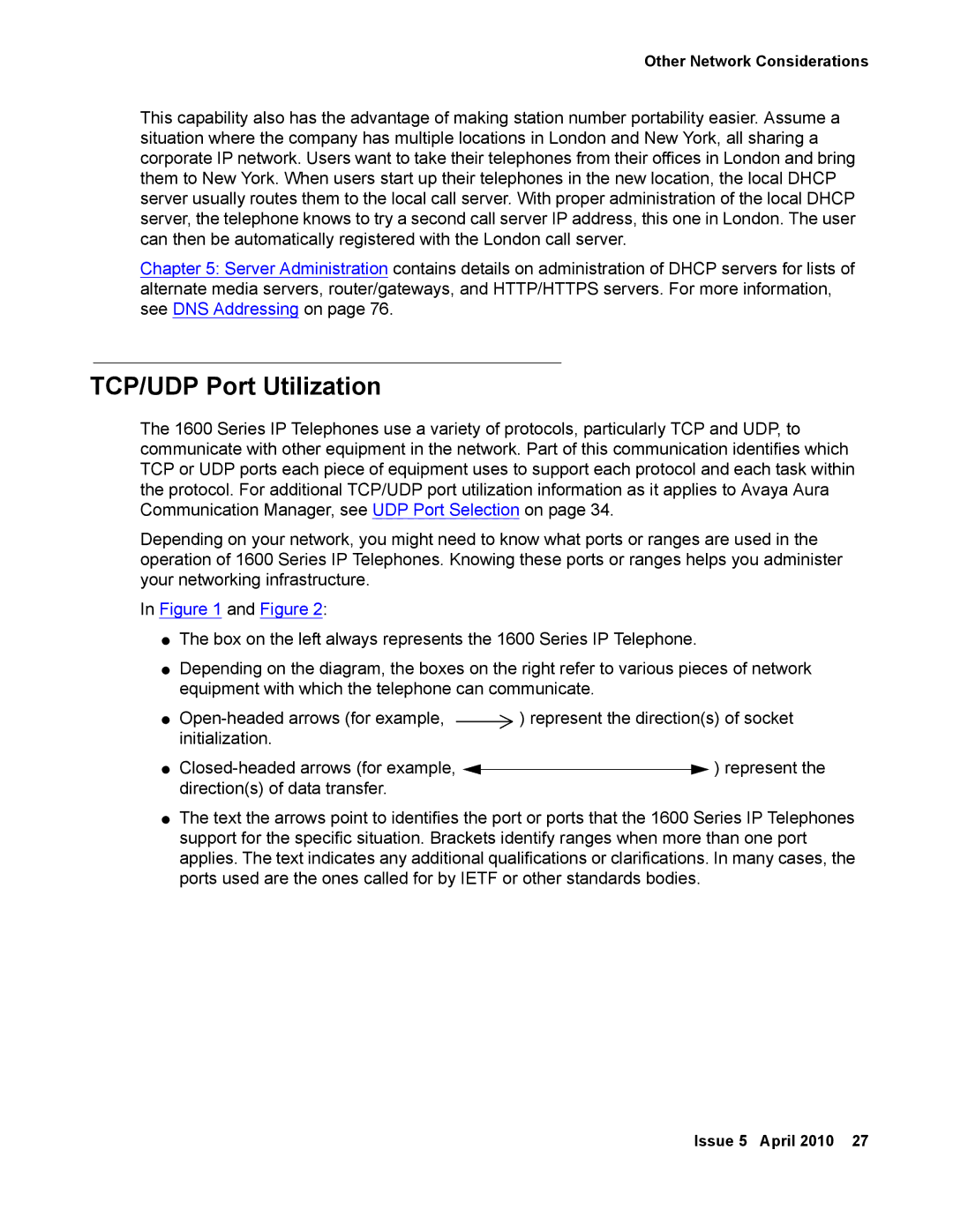 Avaya 1600 Series, 16-601443 manual TCP/UDP Port Utilization 