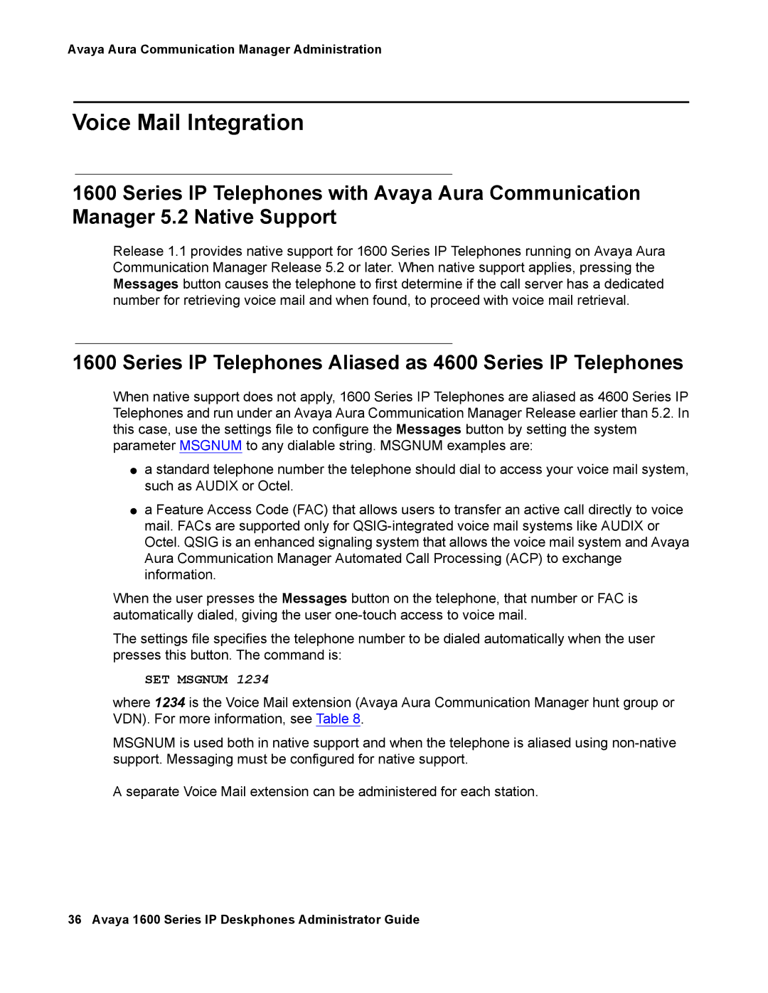 Avaya 16-601443, 1600 Series manual Voice Mail Integration, Series IP Telephones Aliased as 4600 Series IP Telephones 