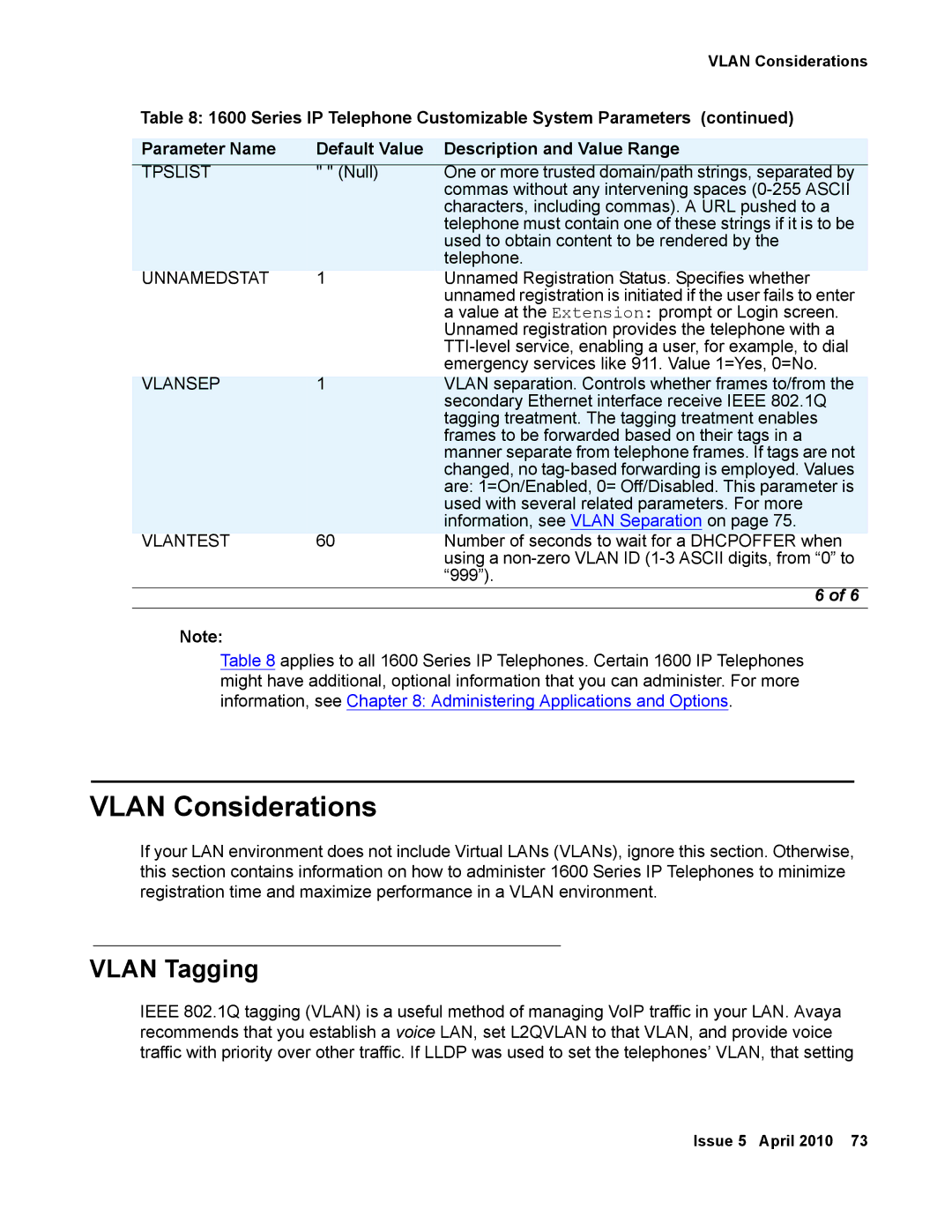 Avaya 1600 Series, 16-601443 manual Vlan Considerations, Vlan Tagging 