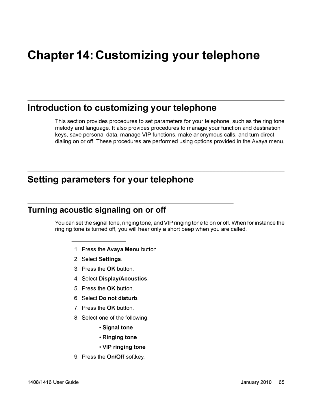 Avaya 16-603463 manual Customizing your telephone, Introduction to customizing your telephone 