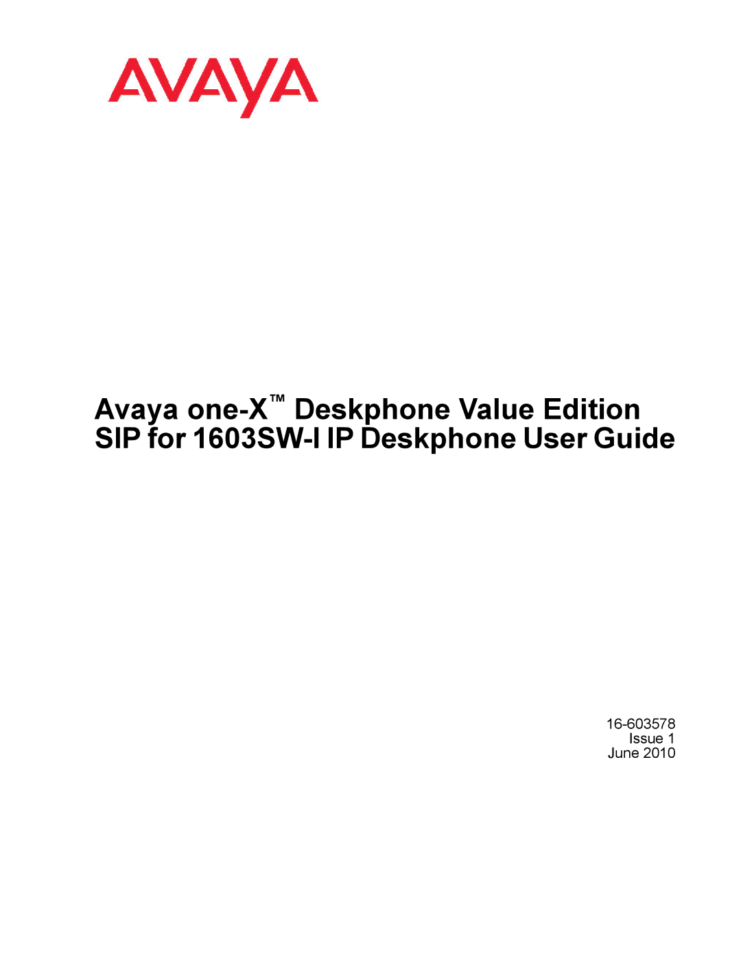 Avaya 16-603578 manual Issue 1 June 