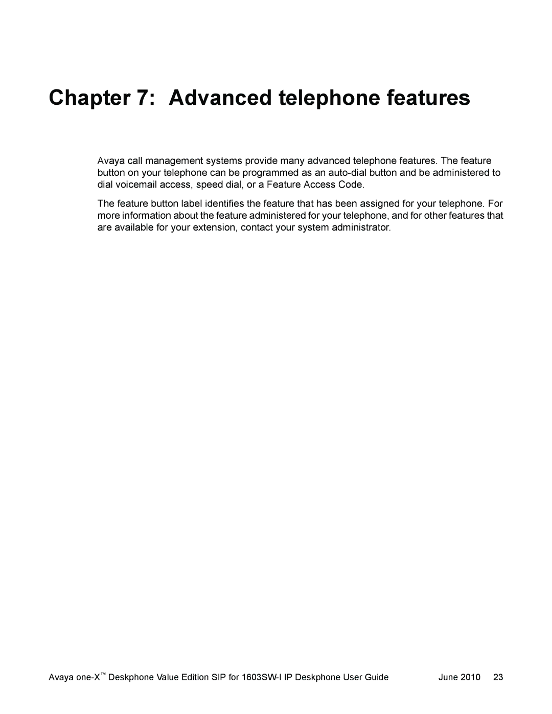 Avaya 16-603578 manual Advanced telephone features 