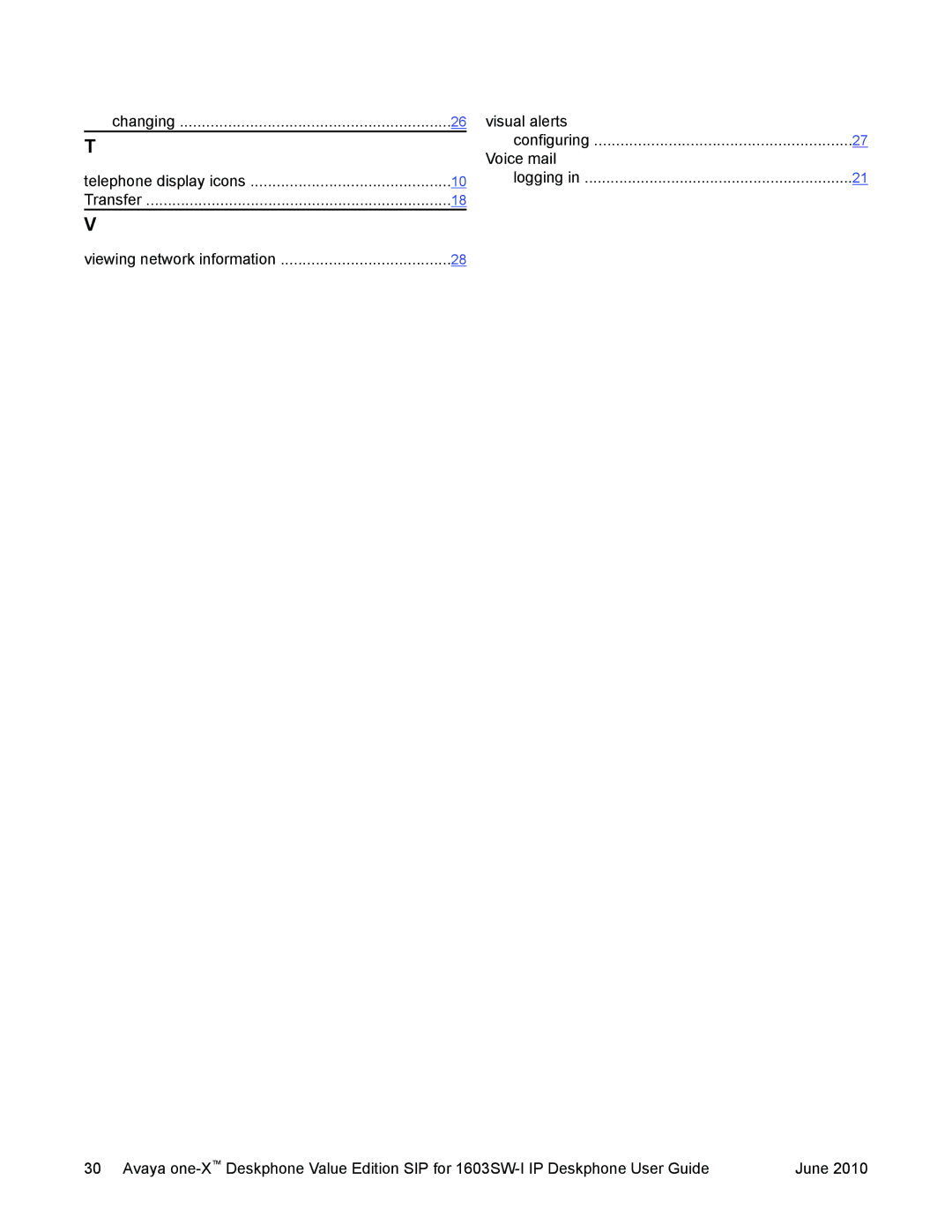 Avaya 16-603578 manual Visual alerts Configuring Voice mail 