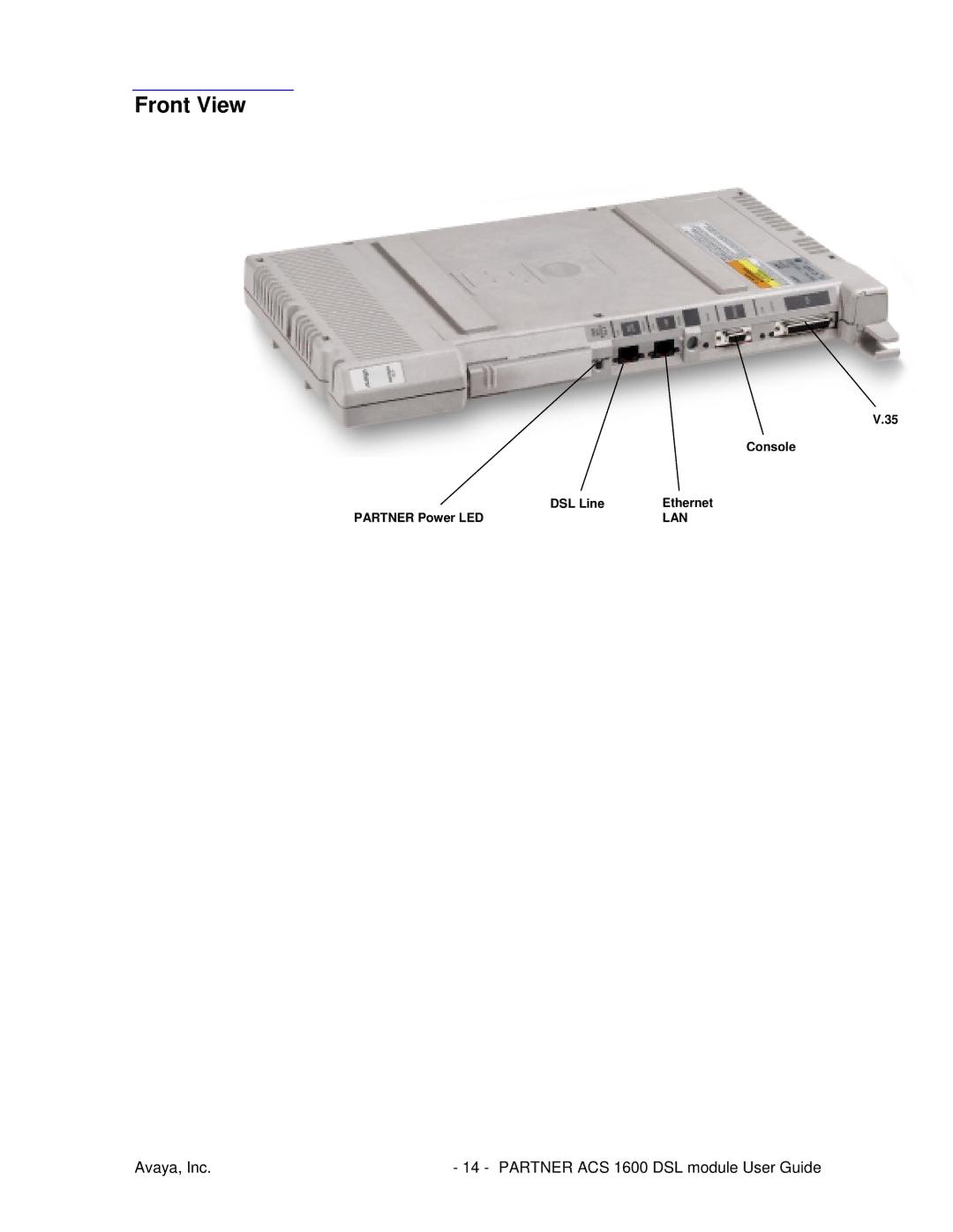 Avaya 1600 manual Front View 