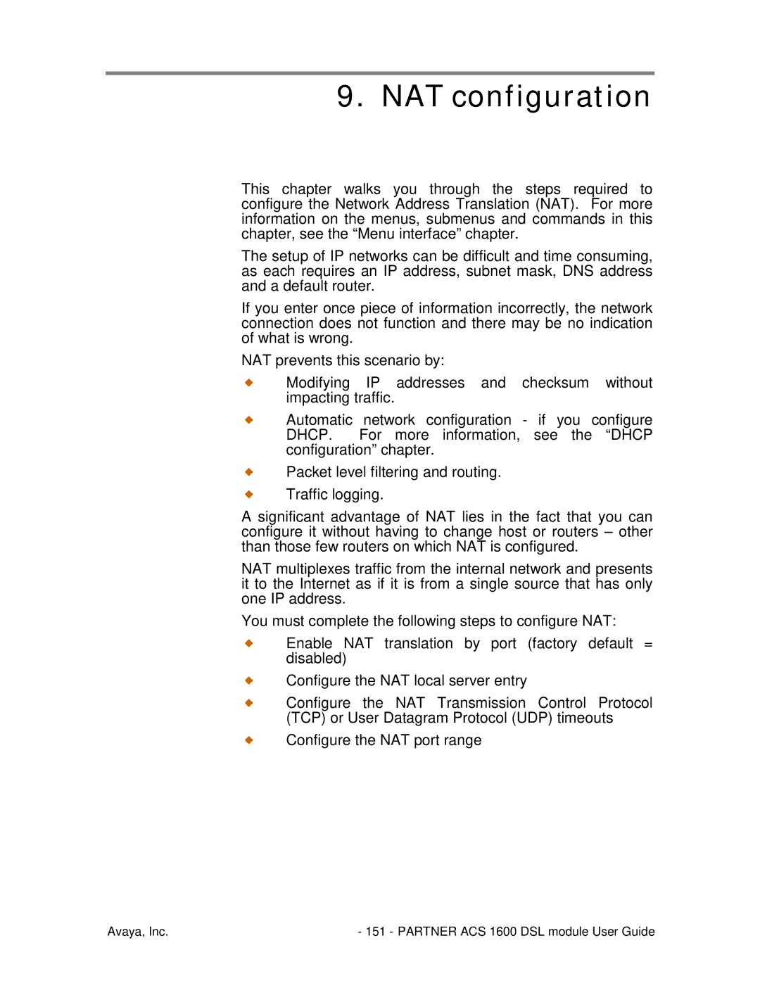 Avaya 1600 manual NAT configuration 