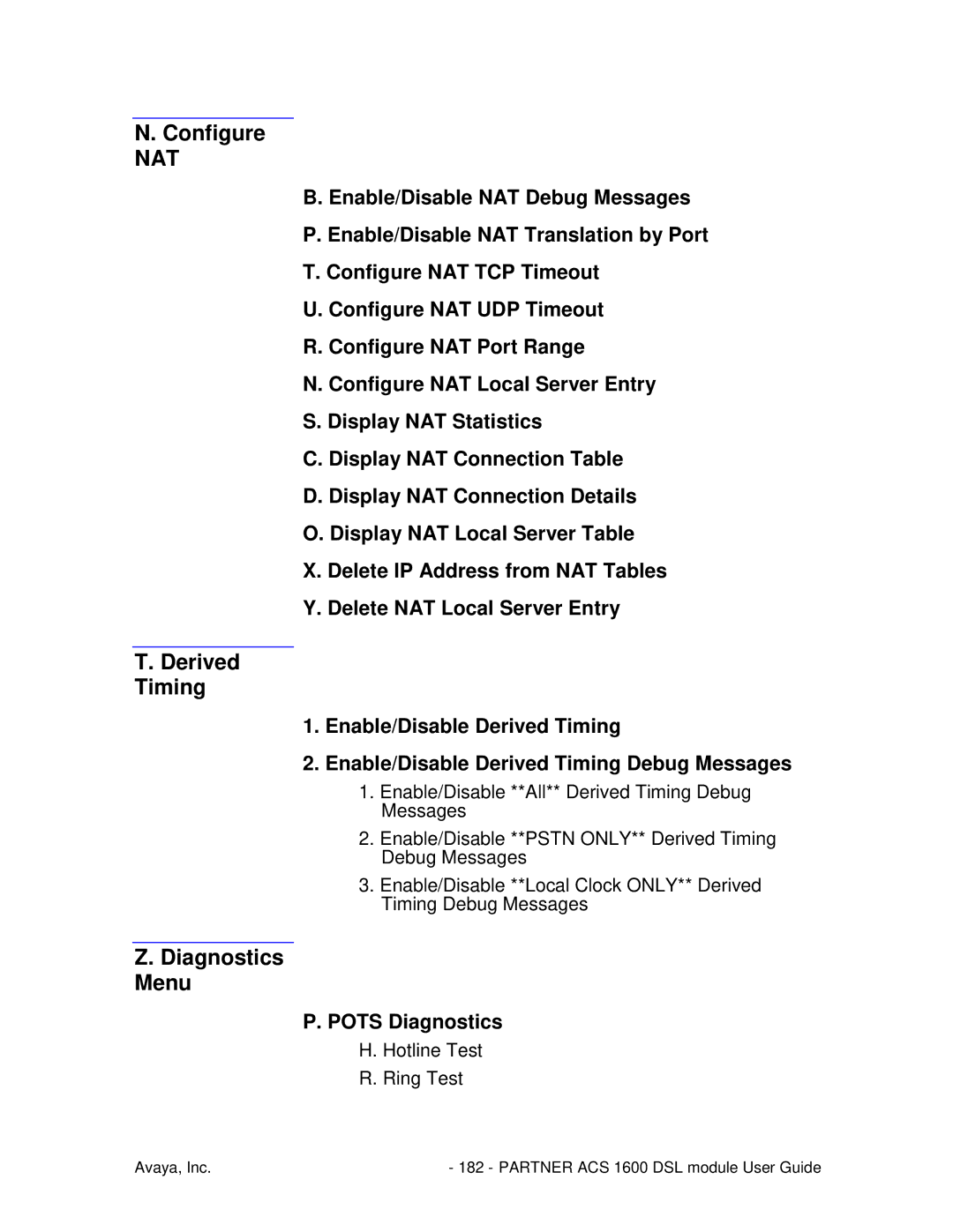 Avaya 1600 manual Hotline Test Ring Test 