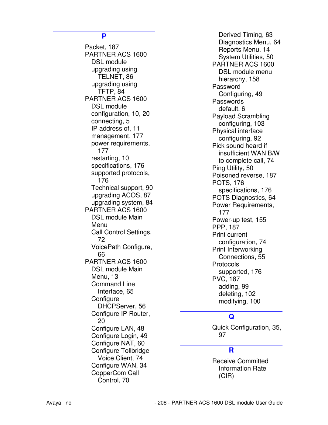 Avaya manual Avaya, Inc Partner ACS 1600 DSL module User Guide 