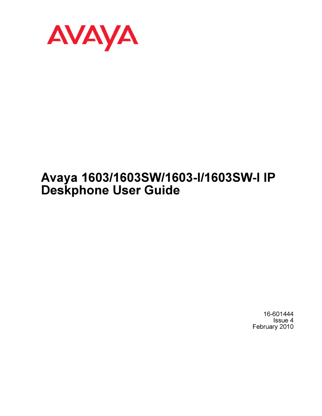 Avaya manual Avaya 1603/1603SW/1603-I/1603SW-I IP Deskphone User Guide, Issue 4 February 