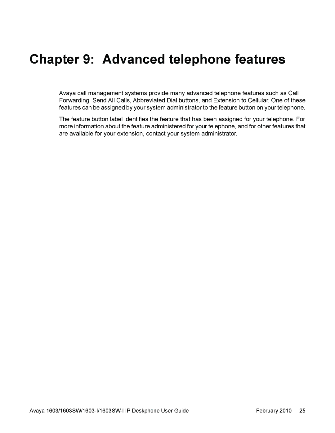 Avaya 1603SW, 1603-I manual Advanced telephone features 