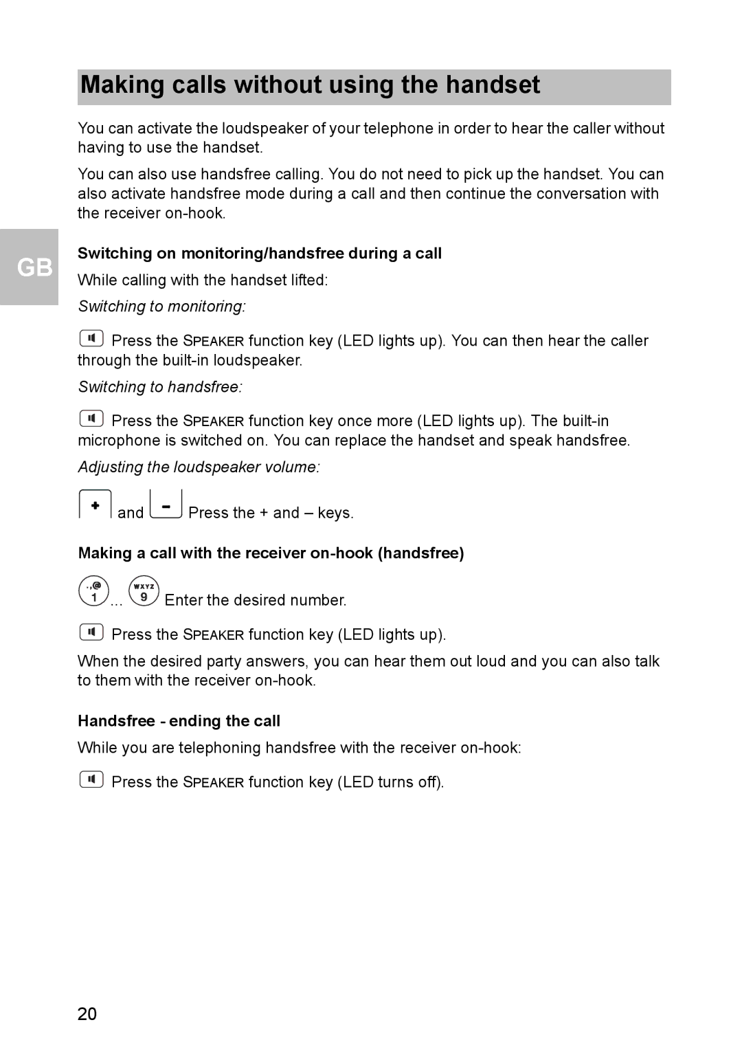 Avaya 1603 operating instructions Making calls without using the handset, Switching on monitoring/handsfree during a call 