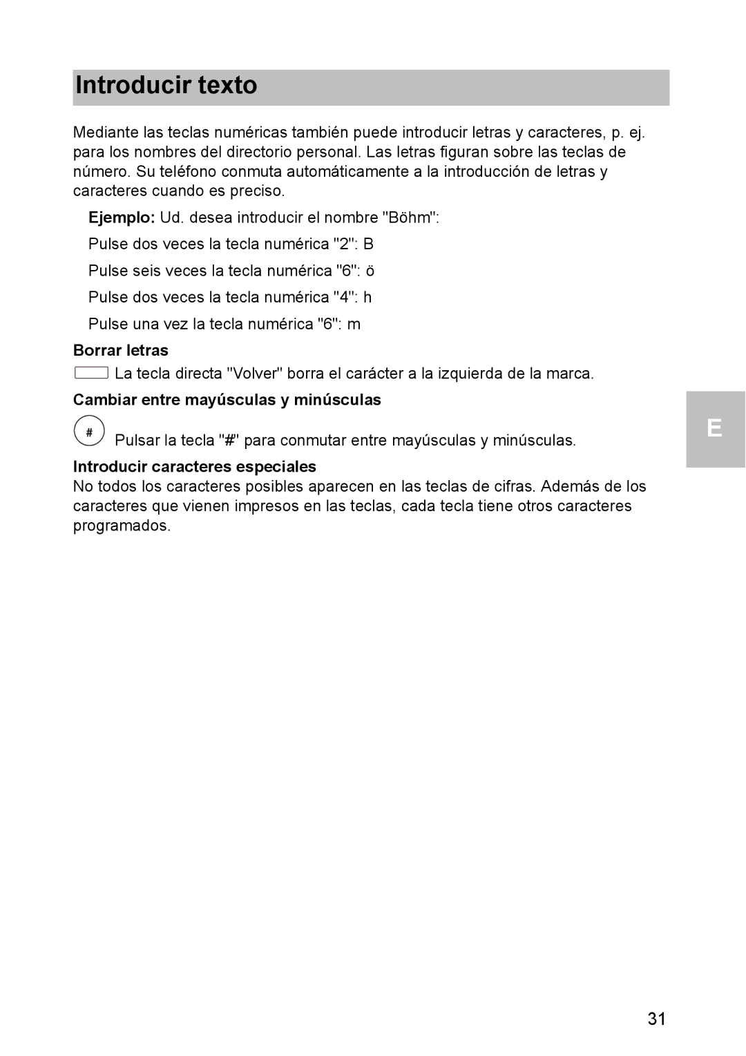 Avaya 1603 Introducir texto, Borrar letras, Cambiar entre mayúsculas y minúsculas, Introducir caracteres especiales 