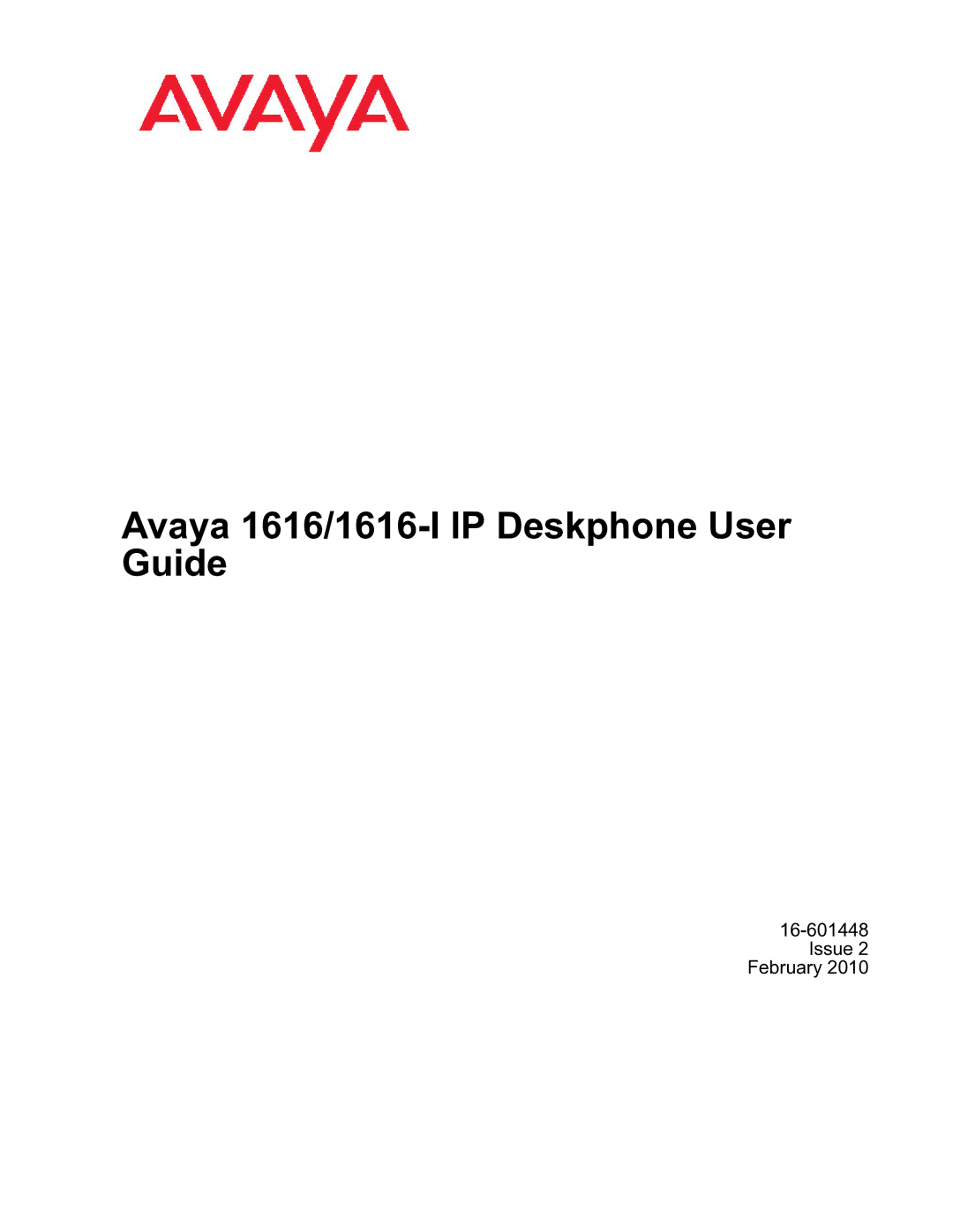 Avaya manual Avaya 1616/1616-I IP Deskphone User Guide, Issue 2 February 