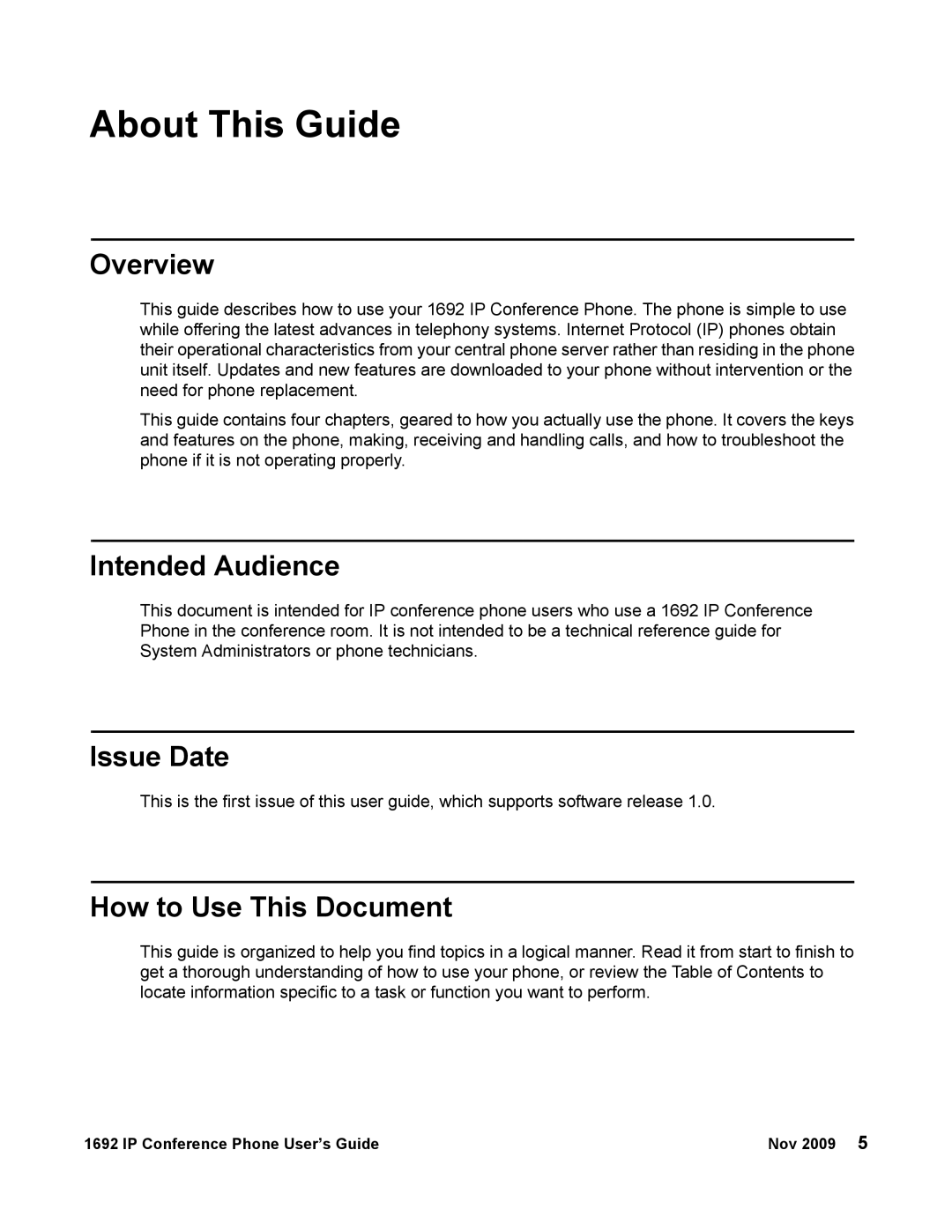 Avaya 1692 IP manual About This Guide, Overview, Intended Audience, Issue Date, How to Use This Document 