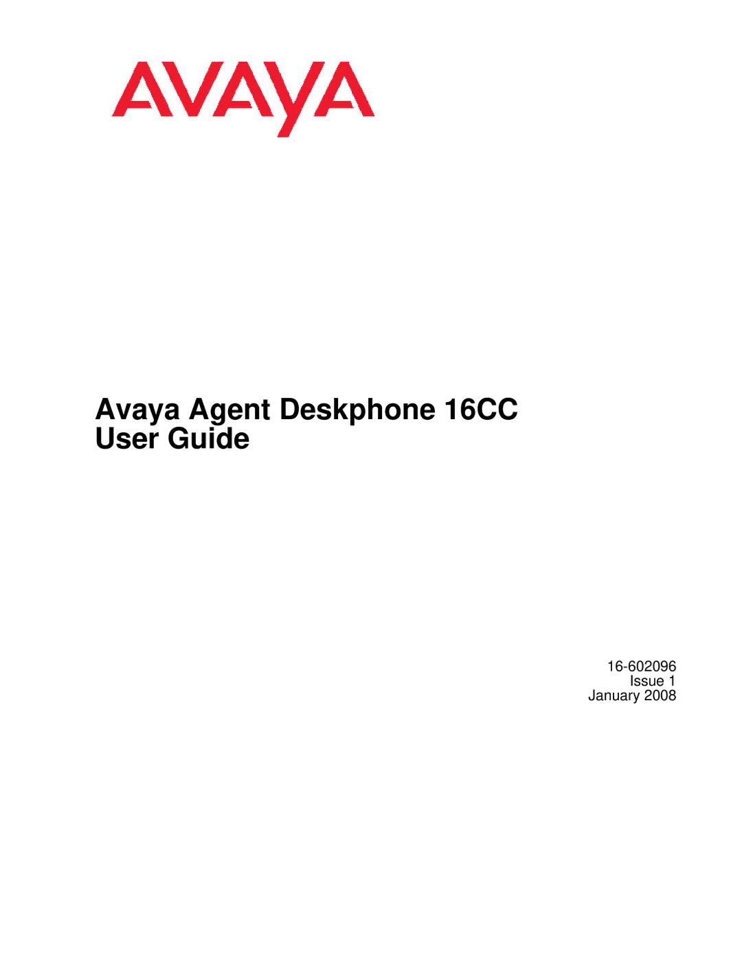 Avaya manual Avaya Agent Deskphone 16CC User Guide 