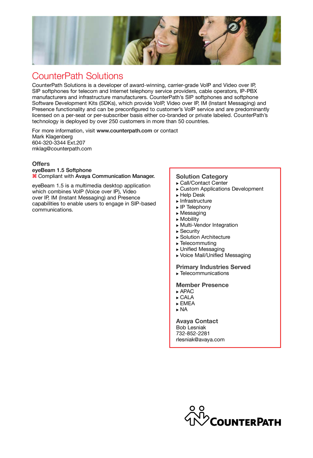 Avaya 2 manual CounterPath Solutions 
