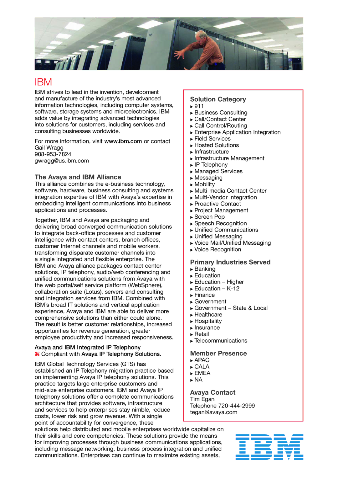 Avaya 2 manual Ibm, Avaya and IBM Alliance 