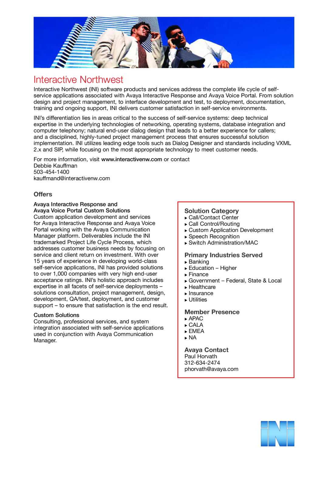 Avaya 2 manual Interactive Northwest, Offers 